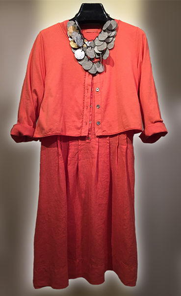 Mes Soeurs et Moi cotton cardigan over linen tunic in coral