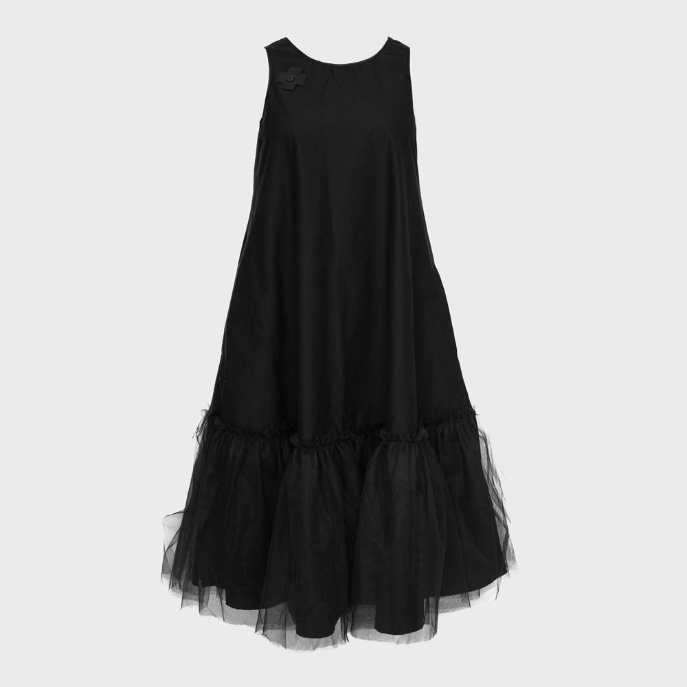 PLU Gathered Tulle Tent Dress in Black