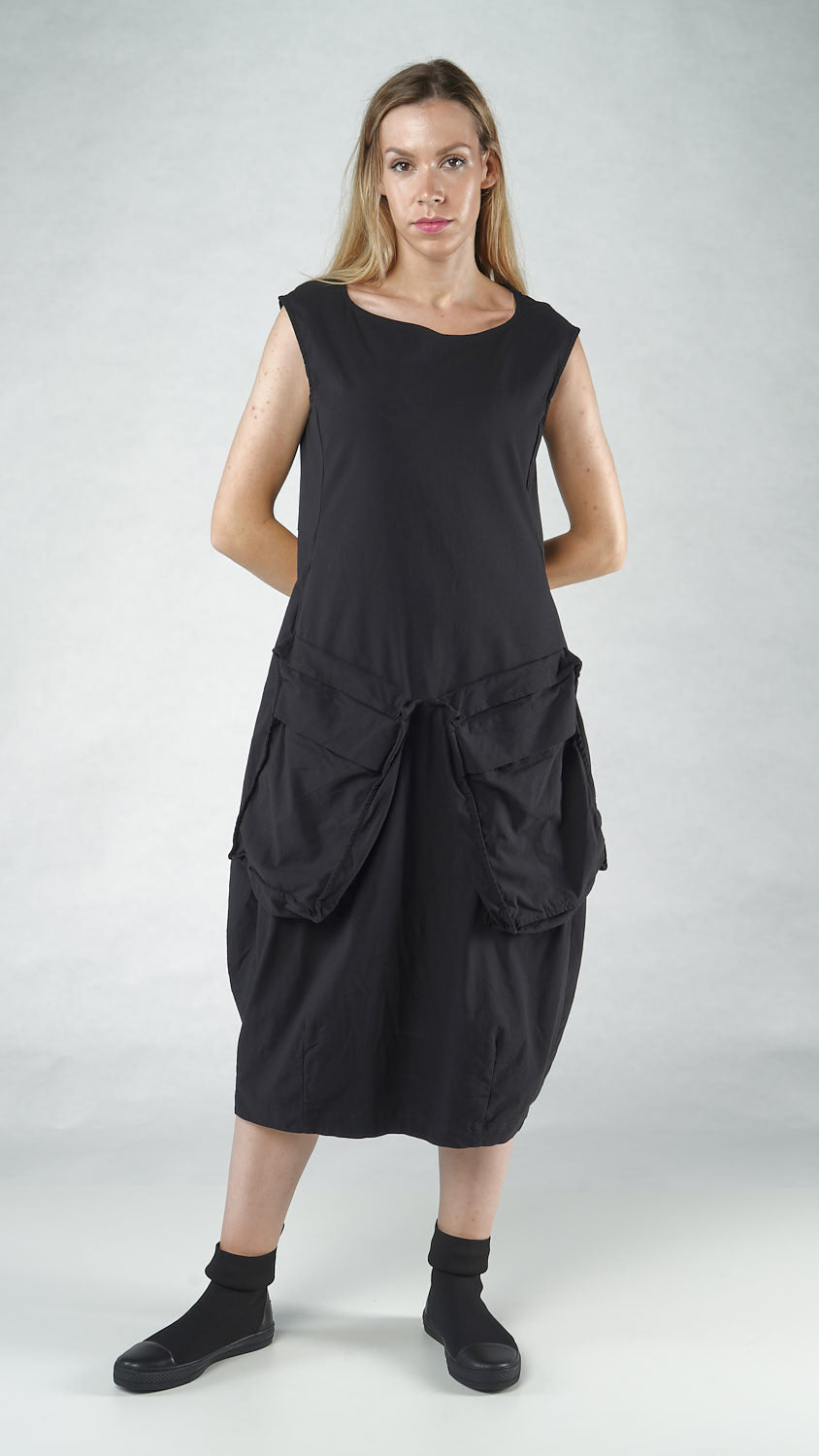 BLACK LABEL Cargo Pocket Dress in Black