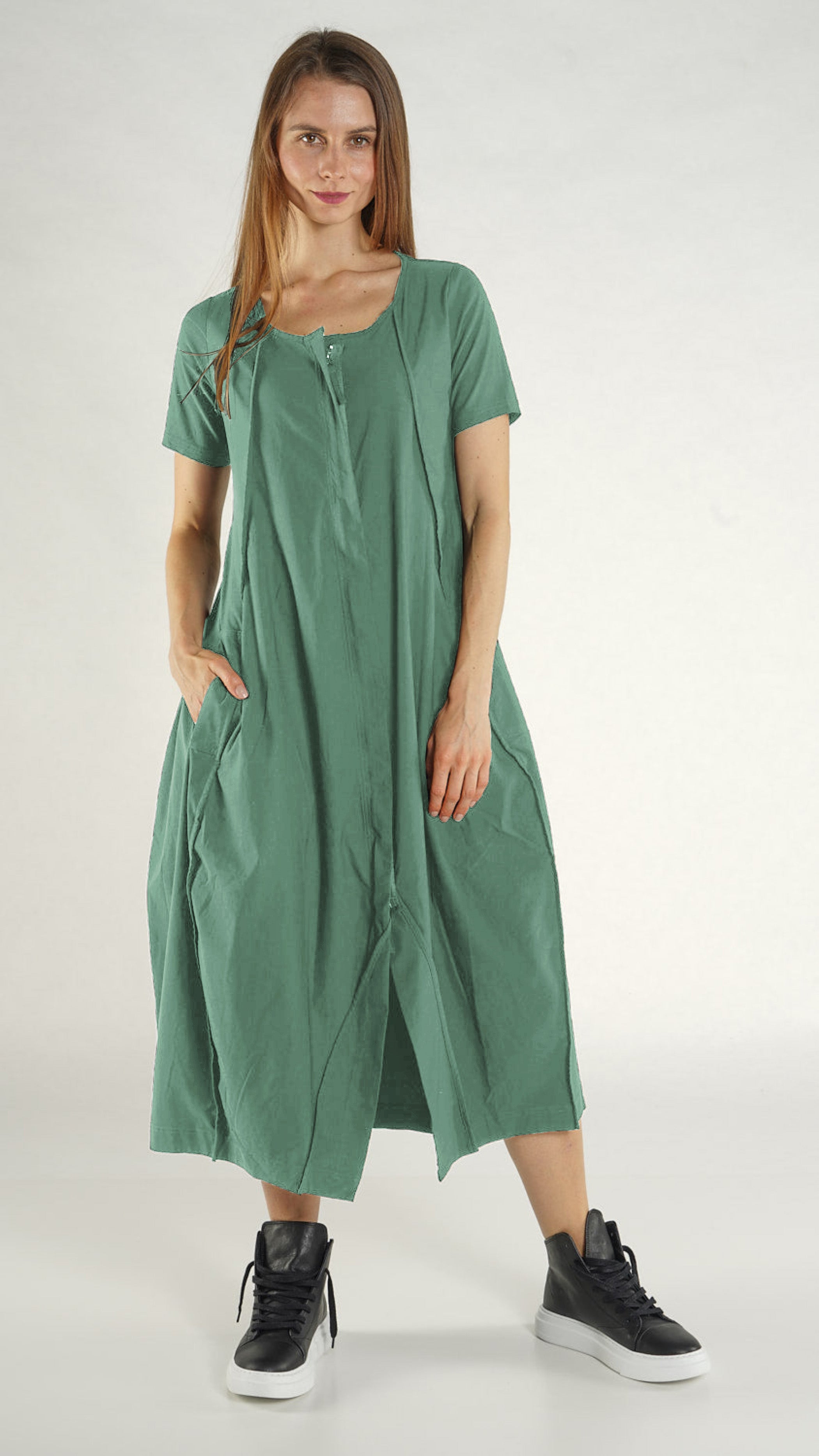 RUNDHOLZ BLACK LABEL Zippered Bubble Dress in Grass