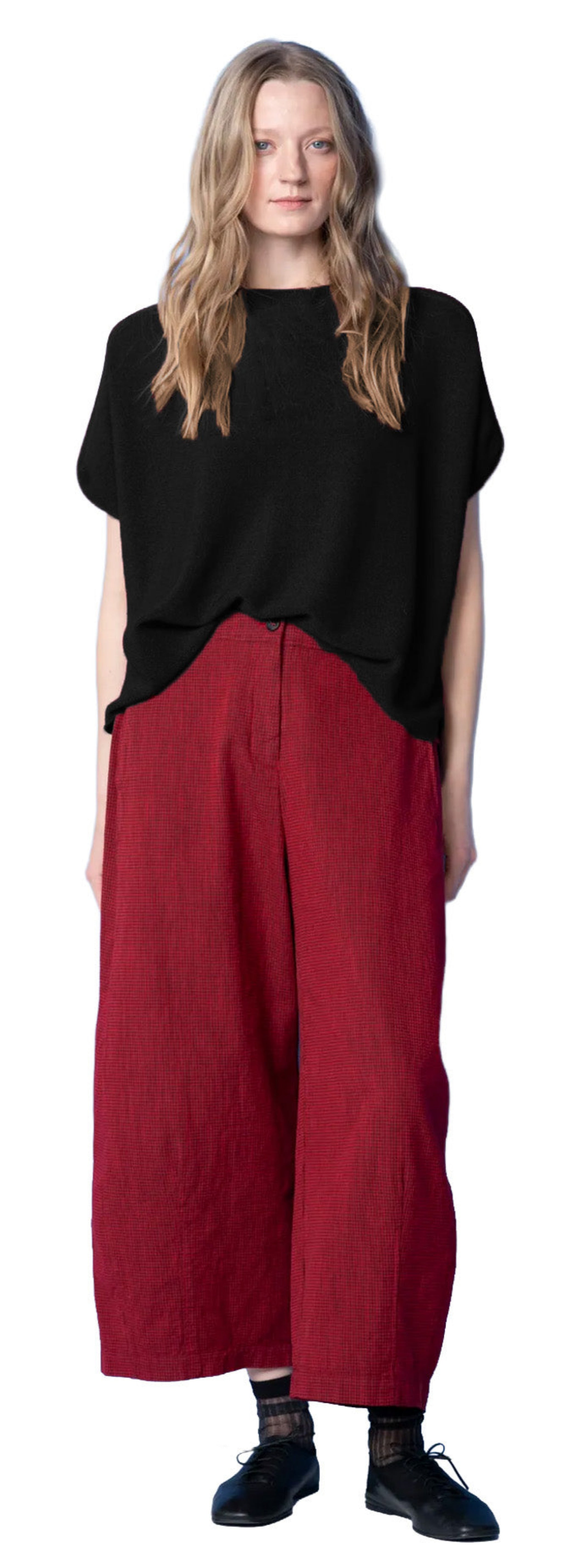 OSKA Cotton Mini Check Pant in Scarlett