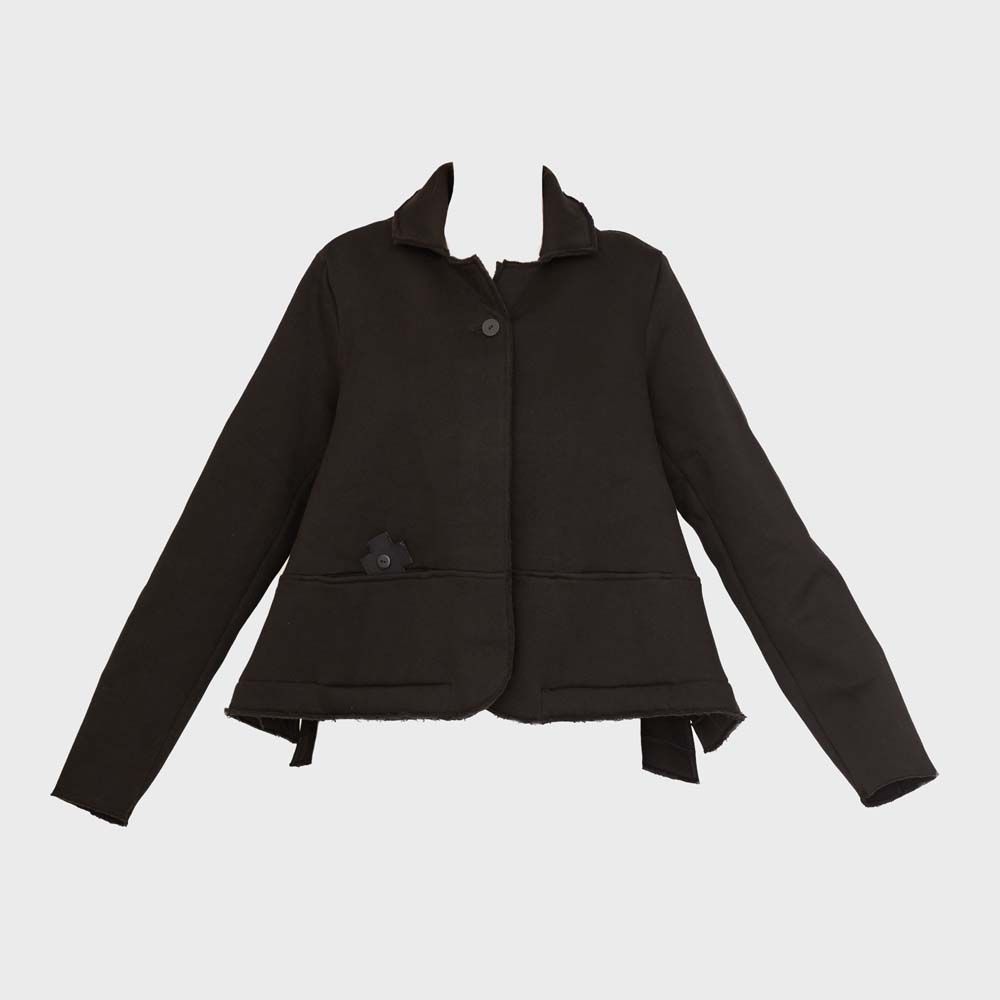 PLU Oversized Cotton Fleece Jacket in Black