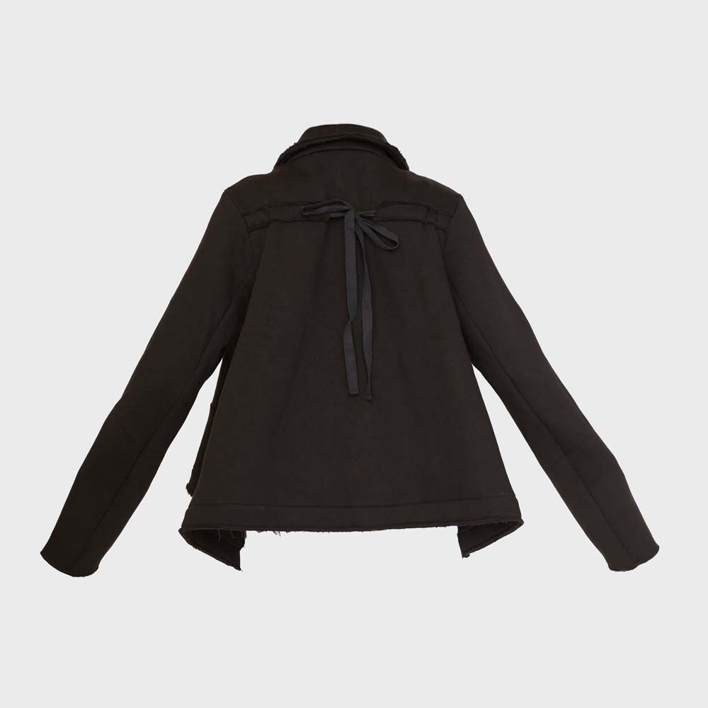 PLU Oversized Cotton Fleece Jacket in Black