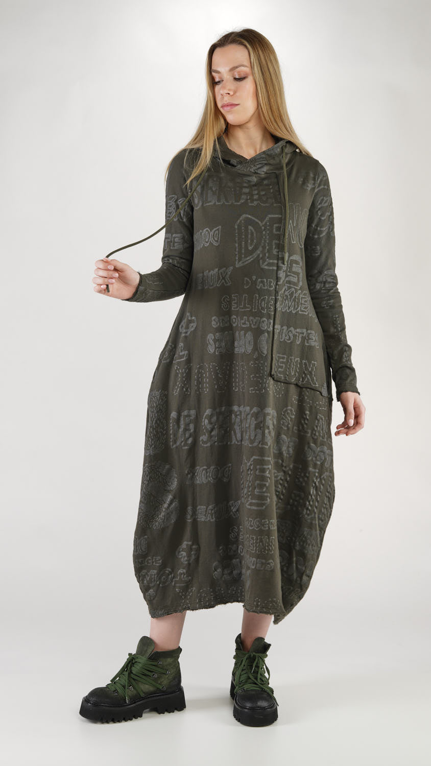 BLACK LABEL Hooded Dress in Jungle Print