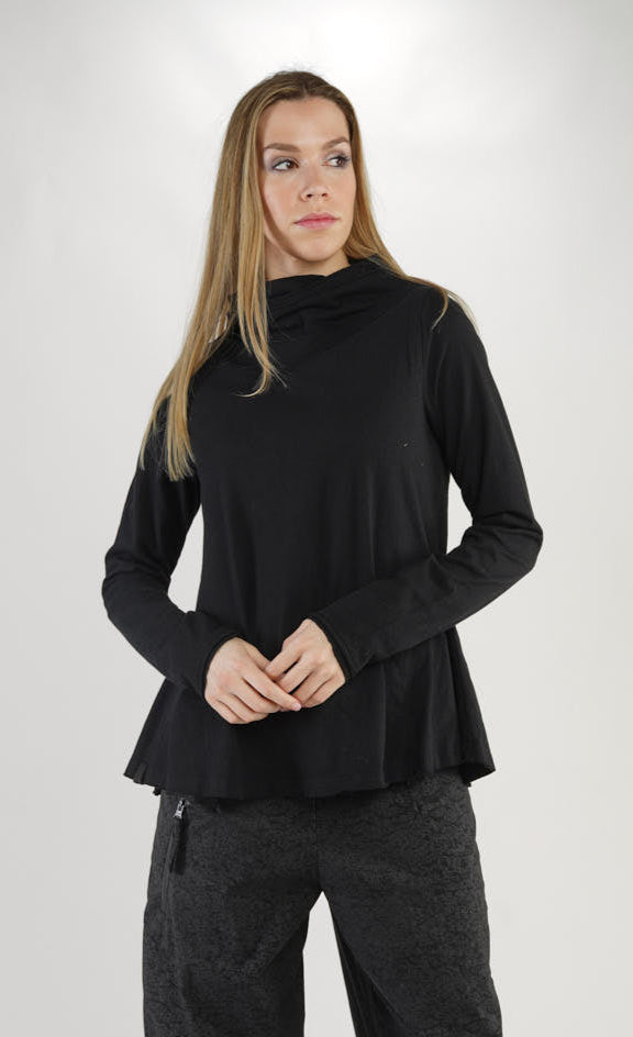 BLACK LABEL Mock Neck Top in Black