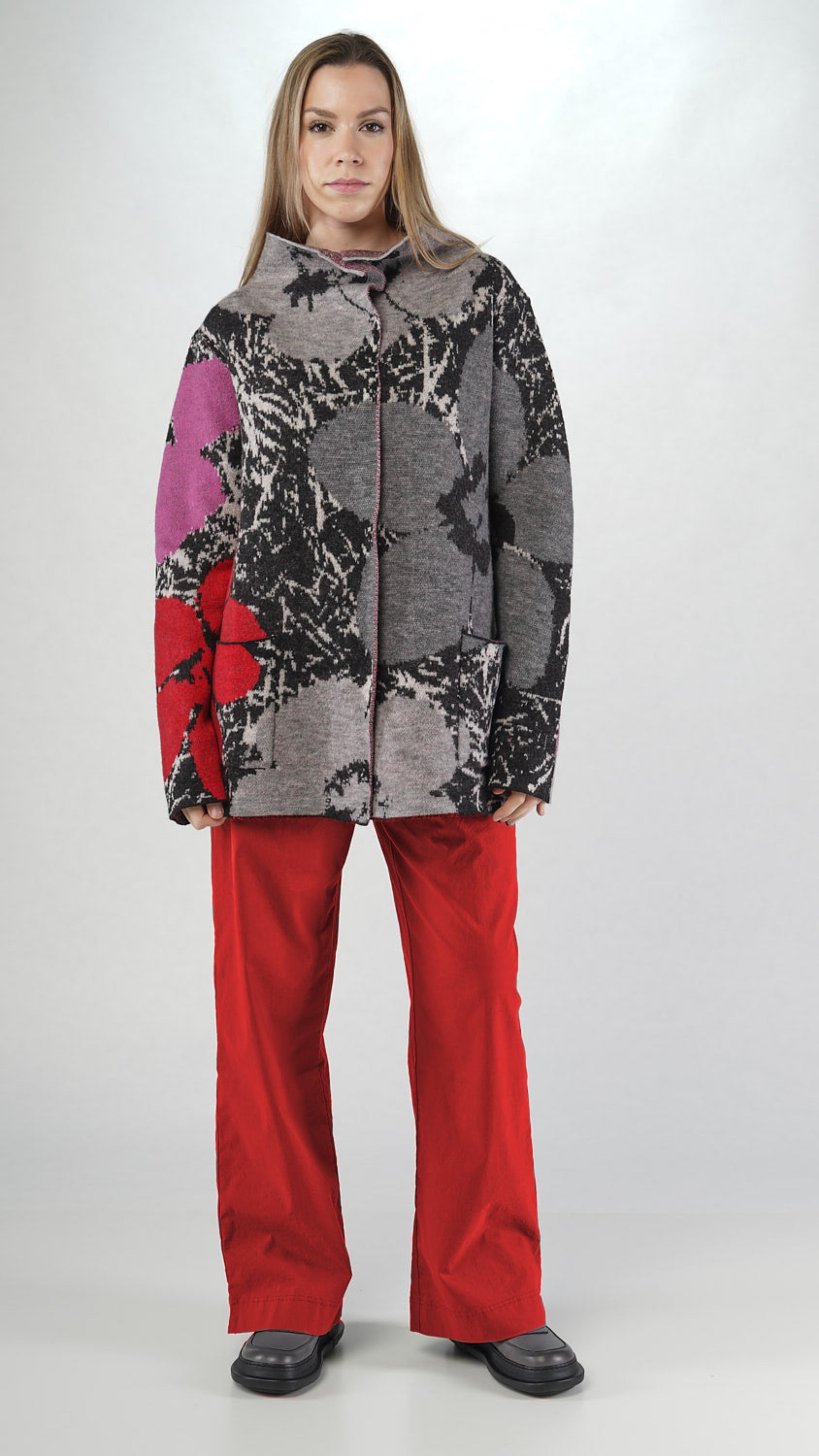 RUNDHOLZ BLACK LABEL Wool Jacquard Cardigan in Multicolour Print
