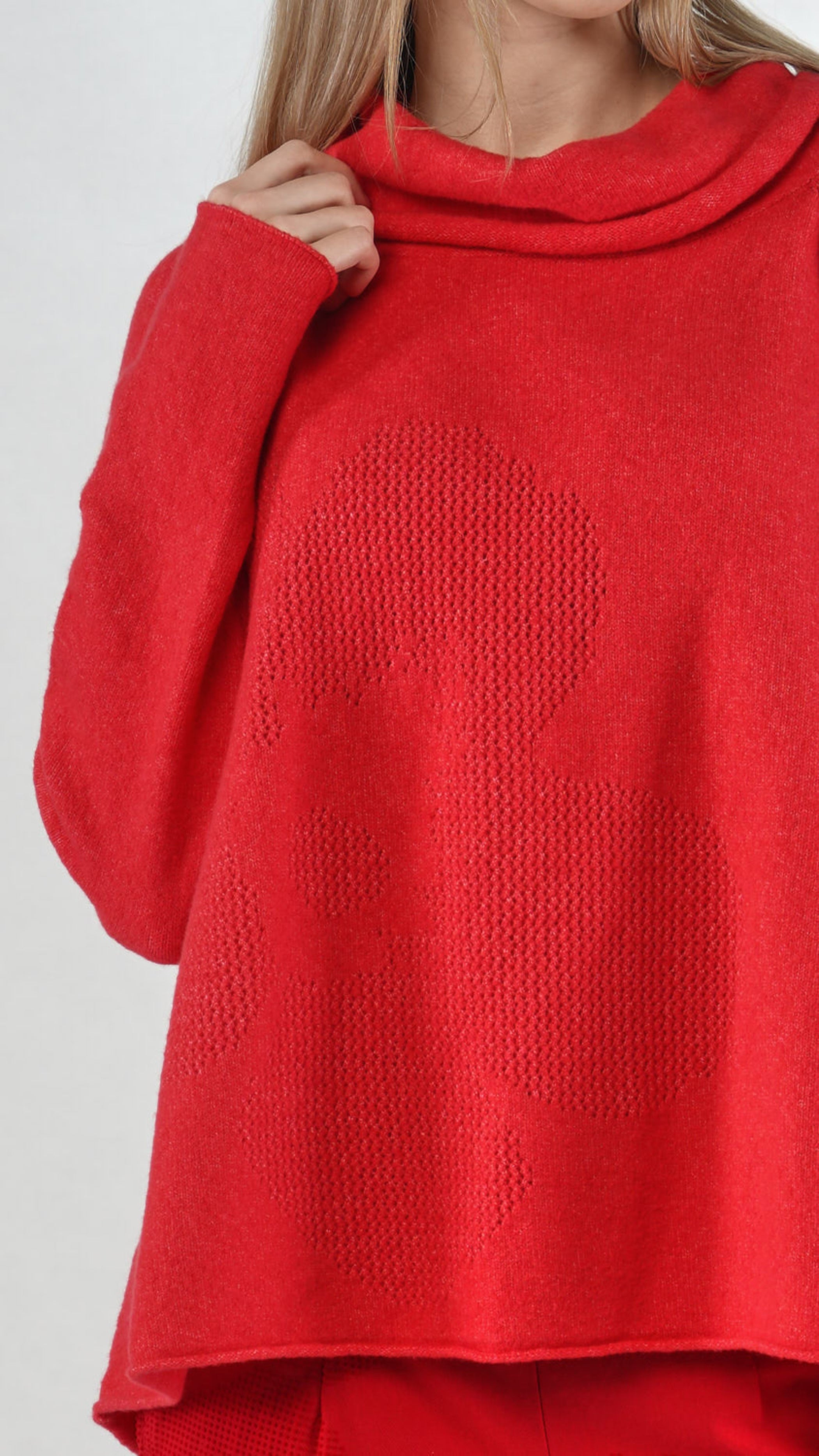 RUNDHOLZ BLACK LABEL Soft Cowl Neck Flower Pullover in Black