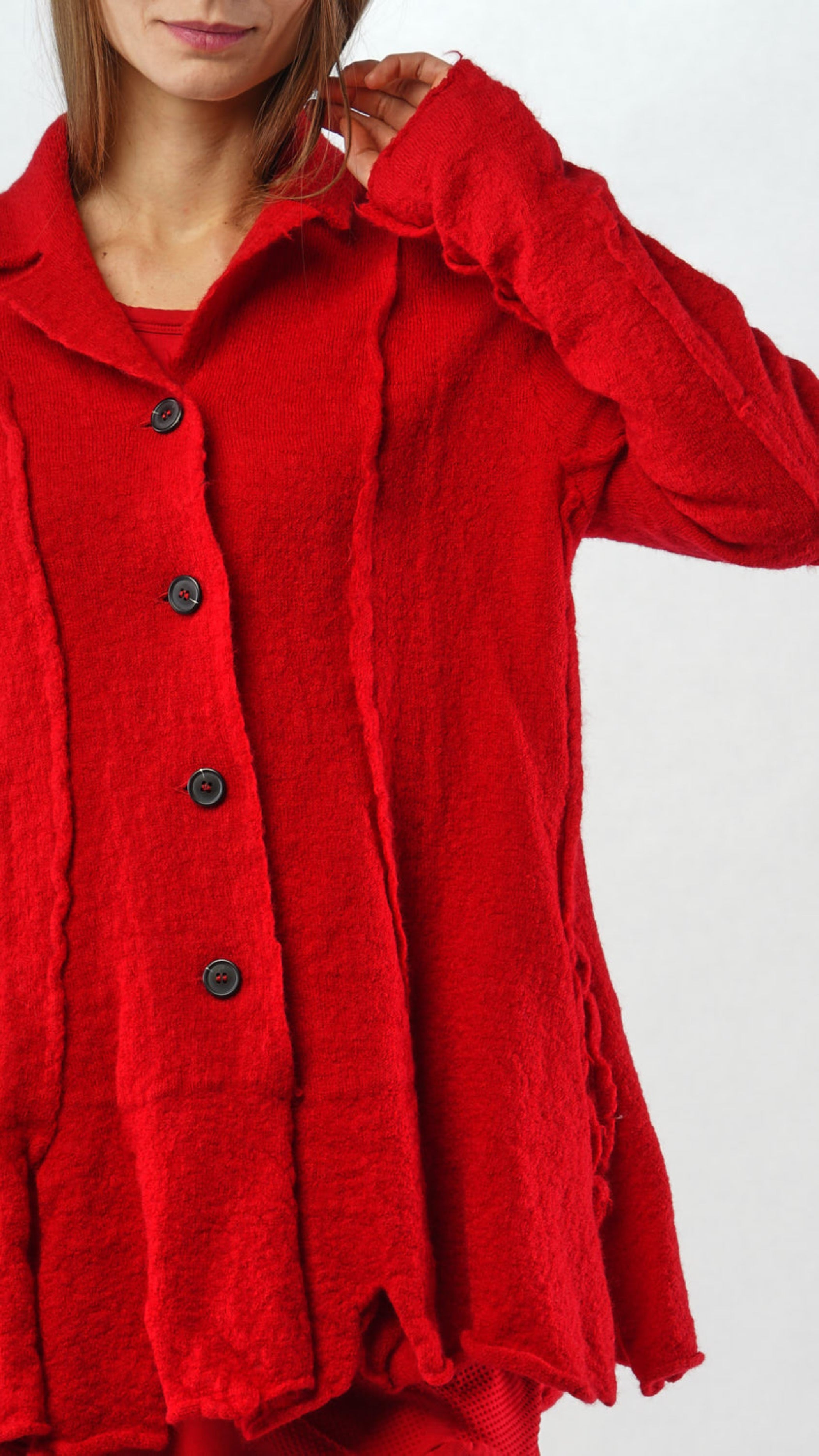 RUNDHOLZ BLACK LABEL Boiled Wool Jacket with Heart Panels in Rose