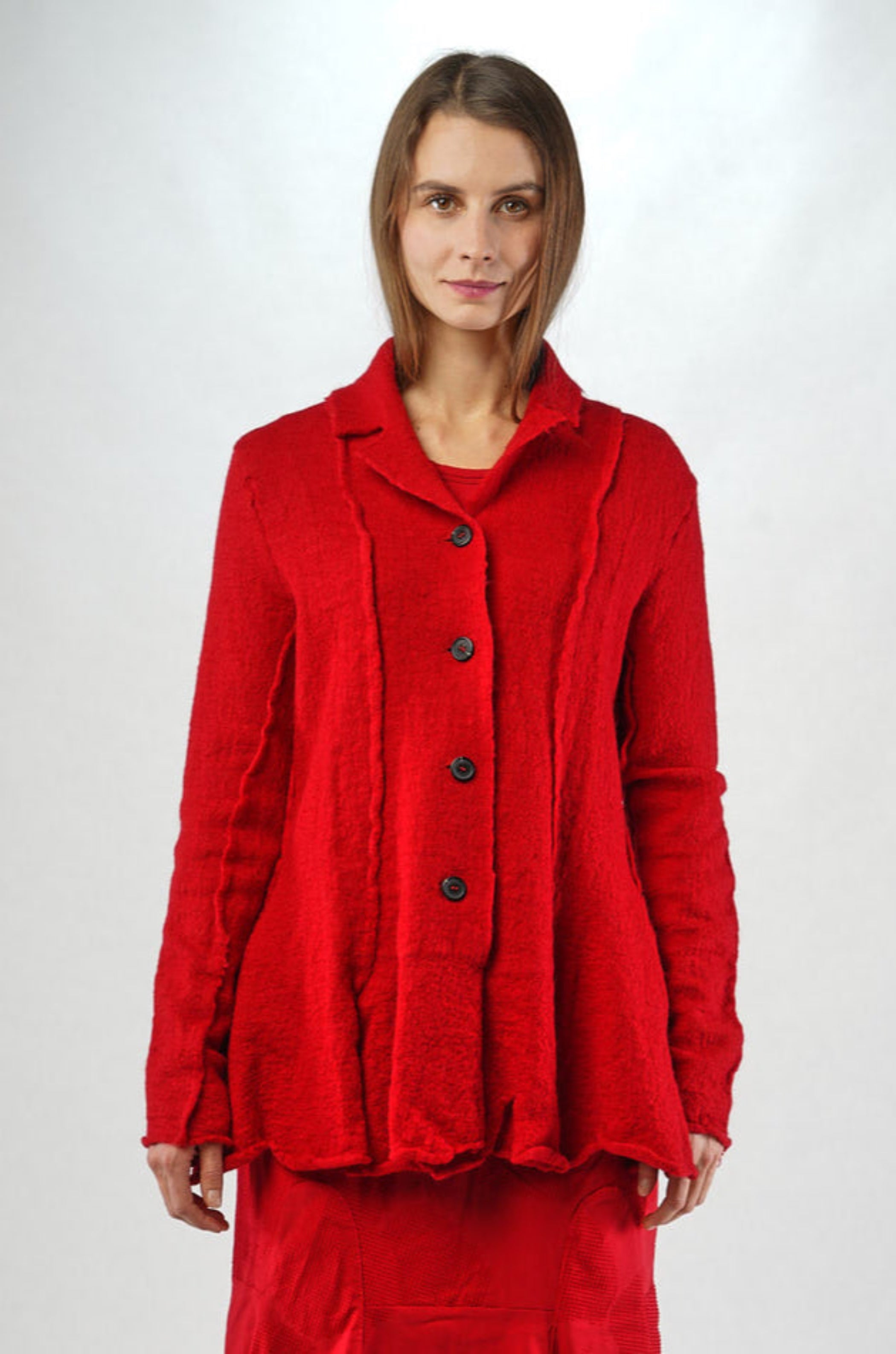 RUNDHOLZ BLACK LABEL Boiled Wool Jacket with Heart Panels in Rose