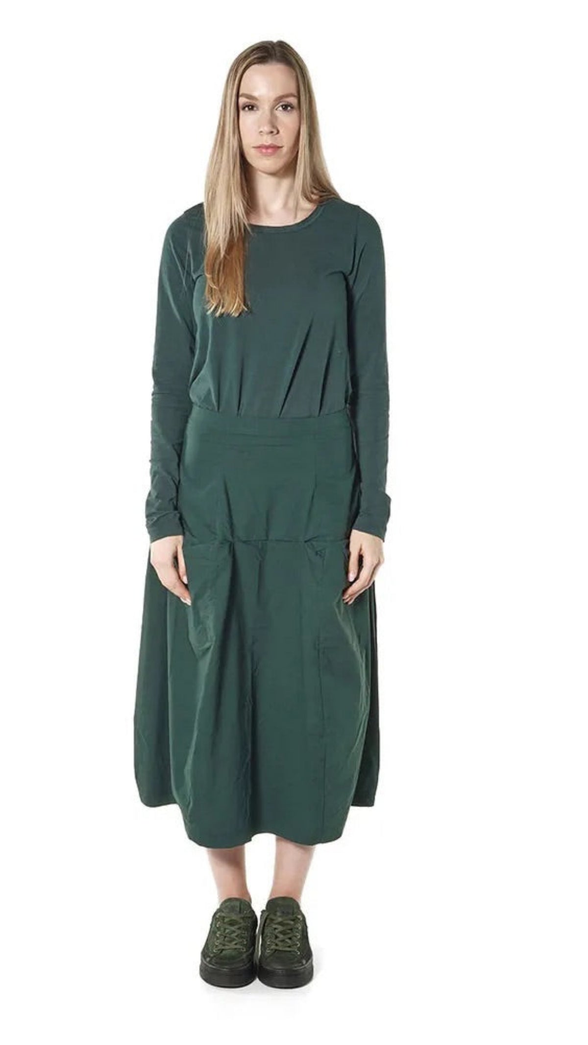 RUNDHOLZ BLACK LABEL Seamed Pocketed Skirt in Forest