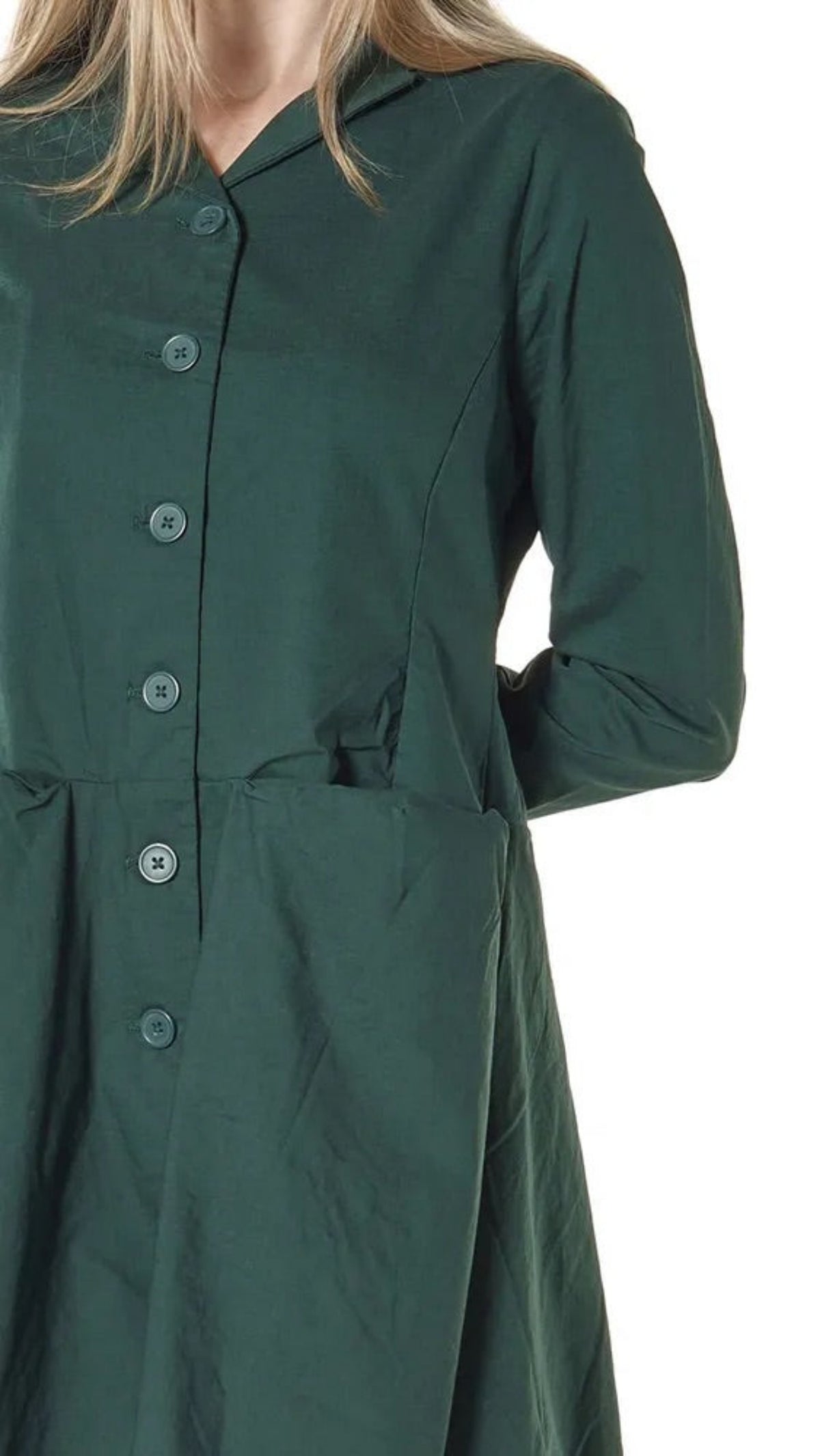 RUNDHOLZ BLACK LABEL Seamed Coat with Draped Pockets in Forest