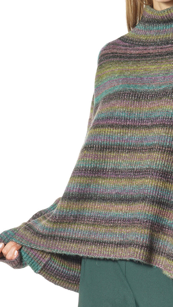 RUNDHOLZ BLACK LABEL Stripped Rib Knit Pullover in Forest Mix