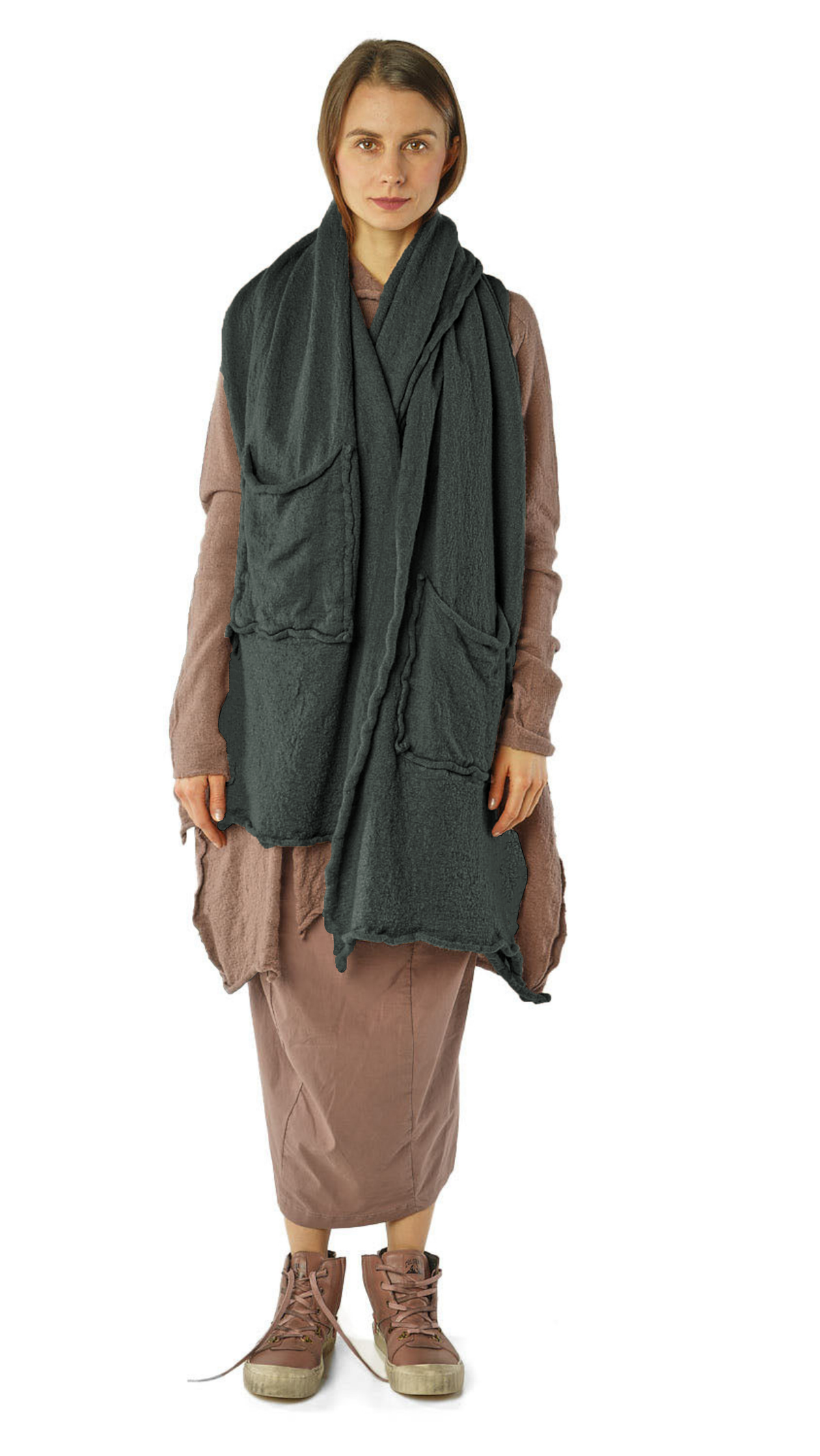 RUNDHOLZ BLACK LABEL Long Pocketed Wool Scarf in Forest