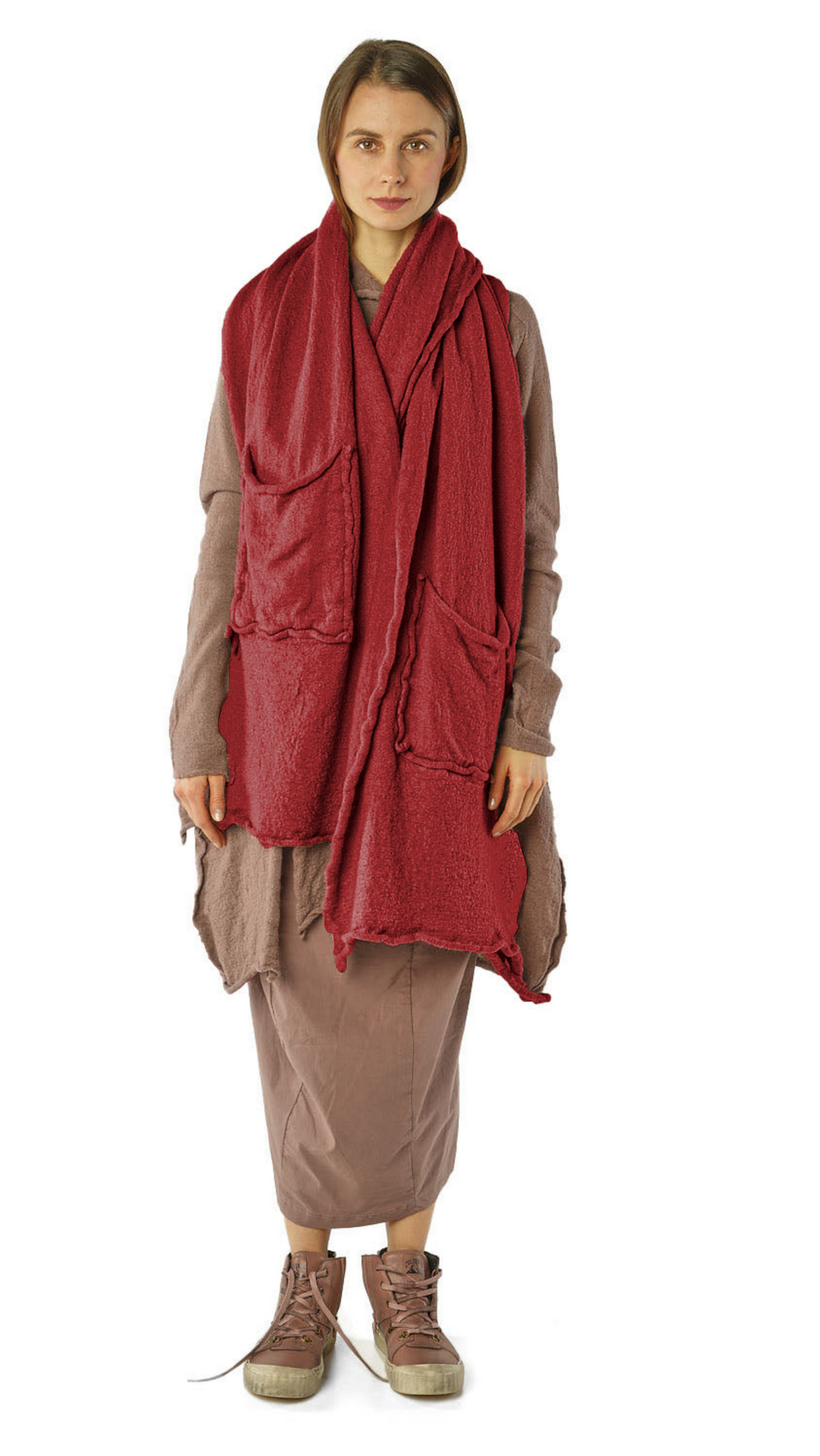 RUNDHOLZ BLACK LABEL Long Pocketed Wool Scarf in Lava