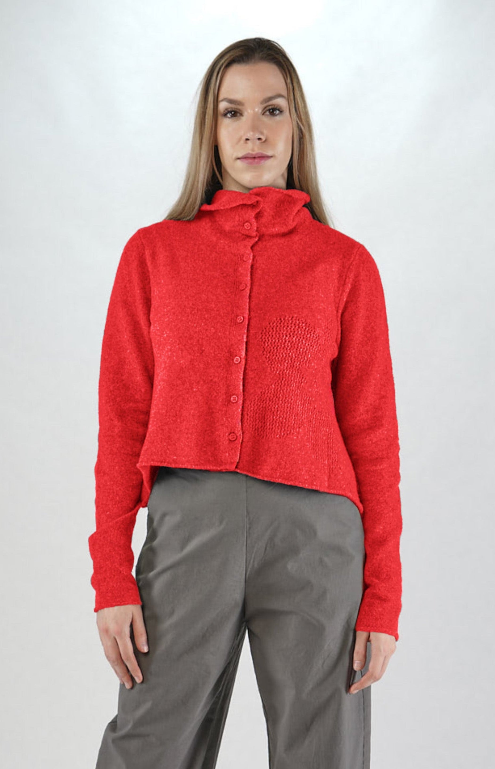 RUNDHOLZ BLACK LABEL High Cowl Neck Flower Cardigan in Rose