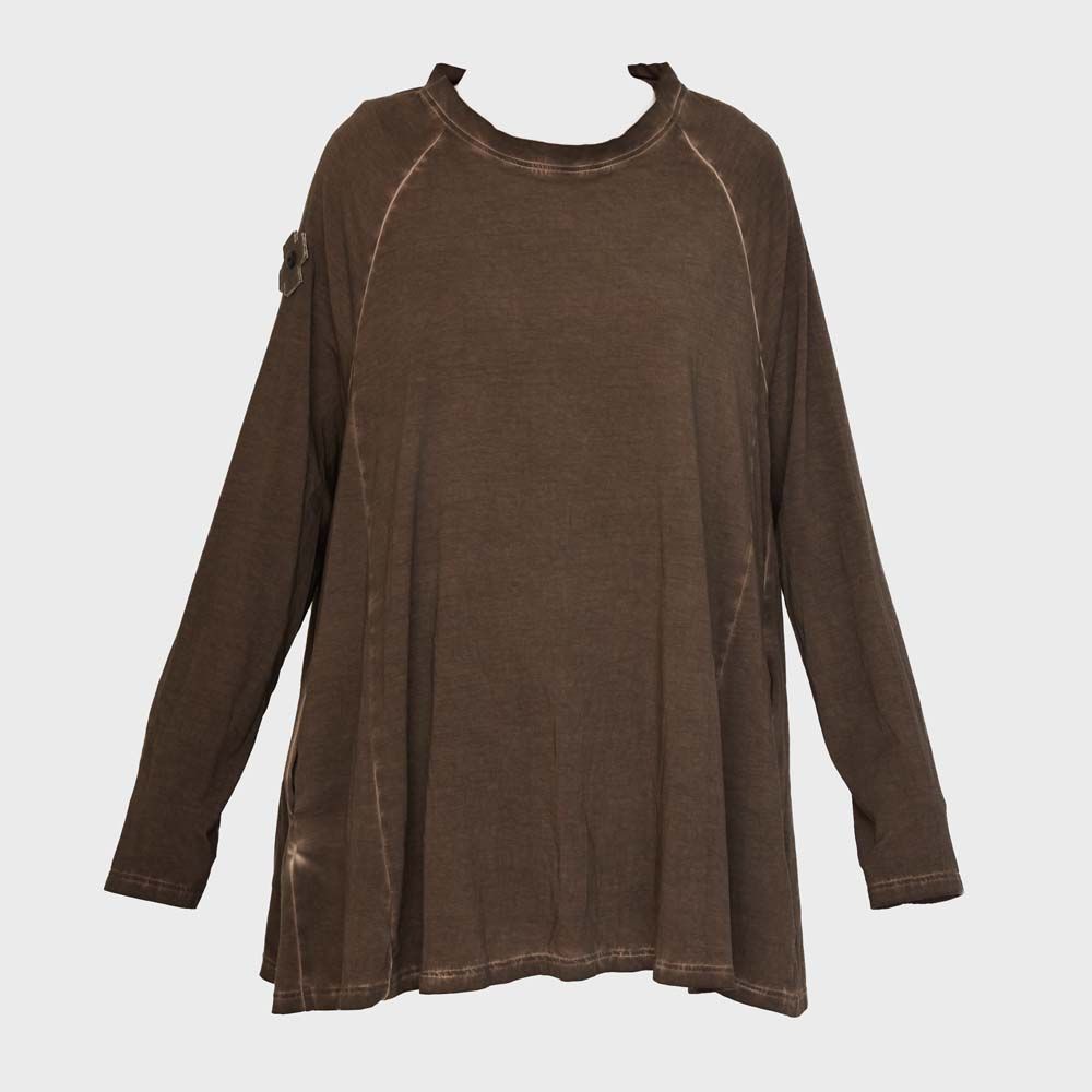 PLU O/S Flowy Long-Sleeve in Chocolate