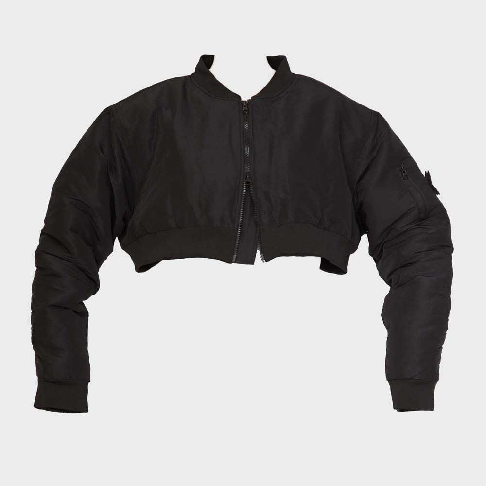 PLU Onesize Cropped Bomber Jacket in Black