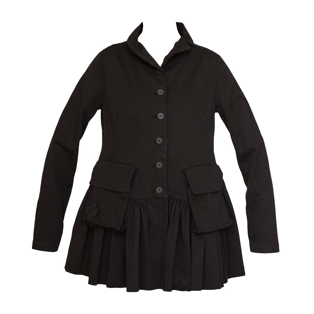 PLU Long Cotton Jacket with Cargo Pockets in Black