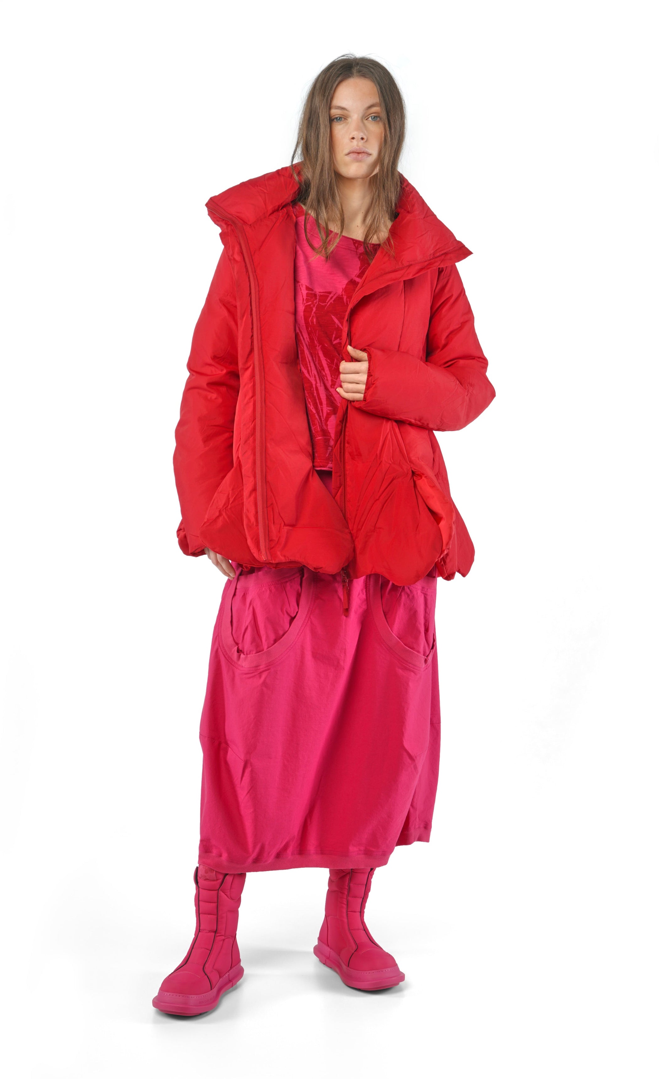 RUNDHOLZ BLACK LABEL  Down Jacket with Heart Panels in Rose