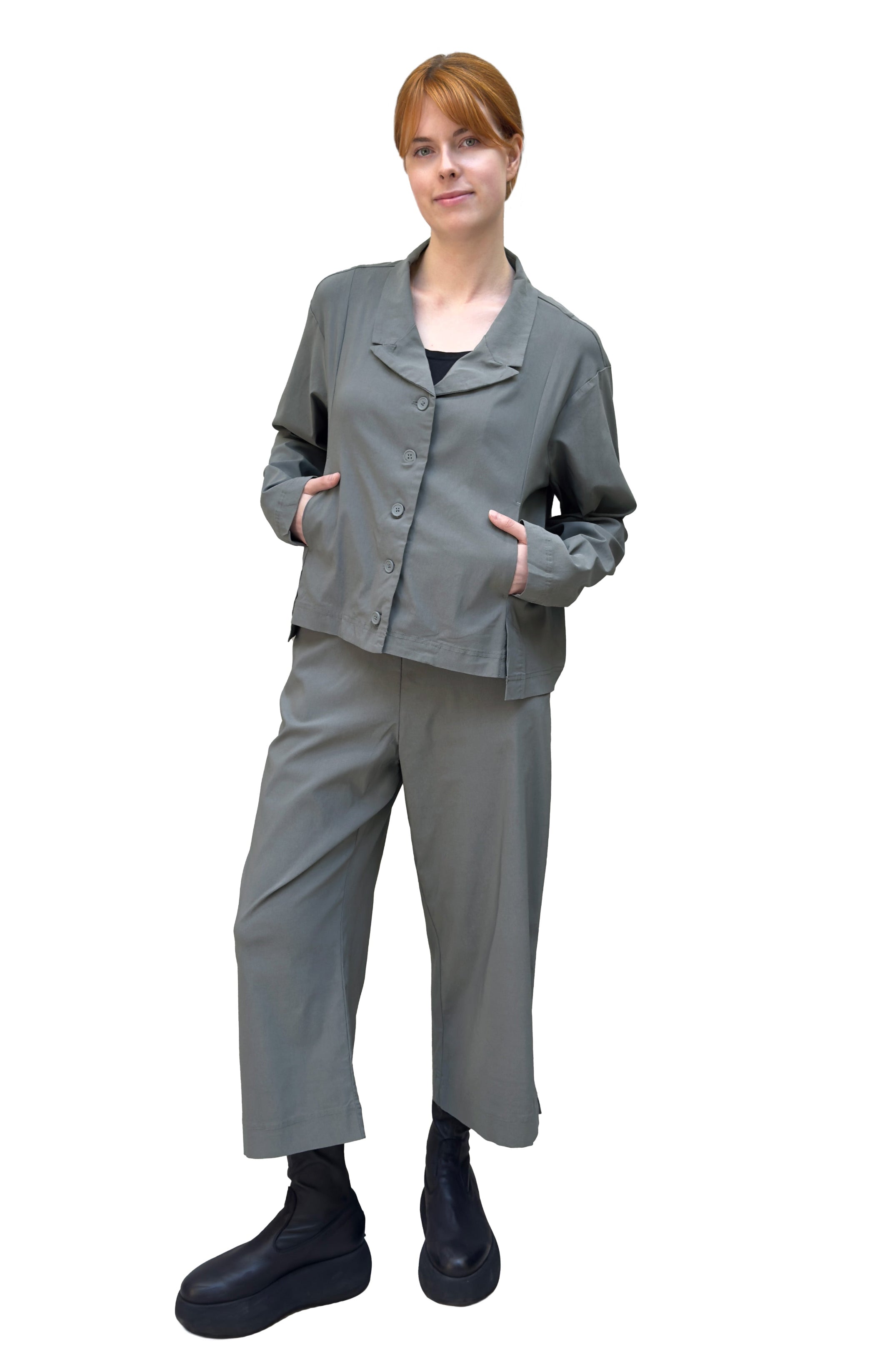 RUNDHOLZ BLACK LABEL Cropped Relaxed Jacket in Dark Grey