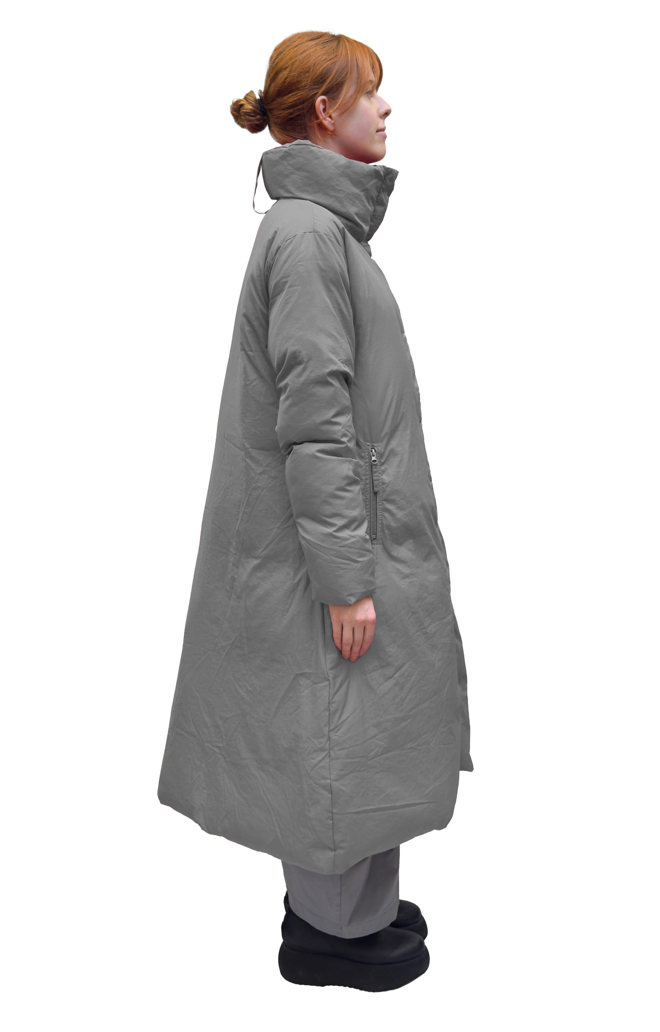 RUNDHOLZ BLACK LABEL Long A-Line Down Coat in Dark Grey