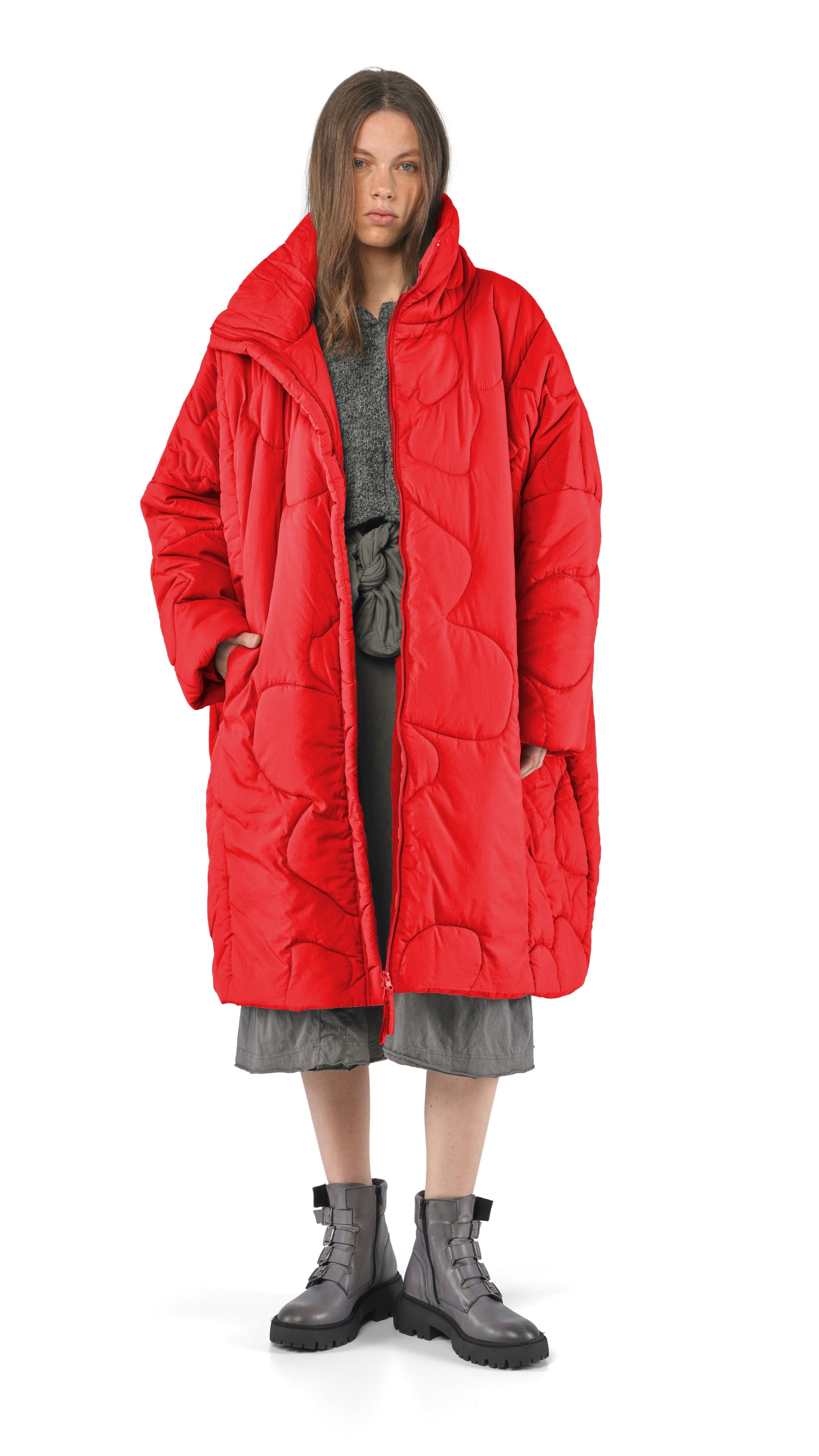 RUNDHOLZ BLACK LABEL Onesize Floral Puffer Coat in Rose