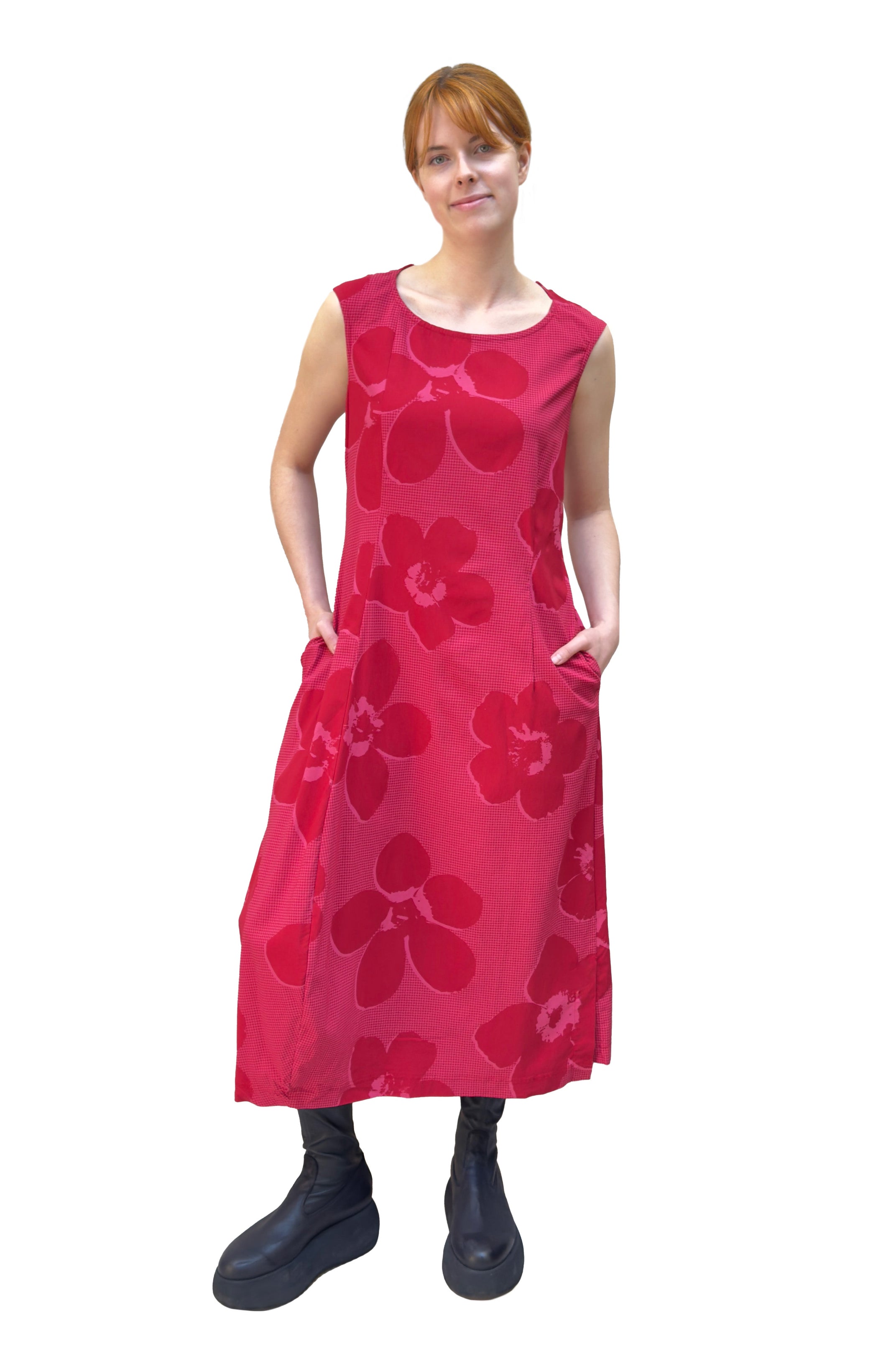 RUNDHOLZ BLACK LABEL Pocketed Bubble Dress in Rose Print