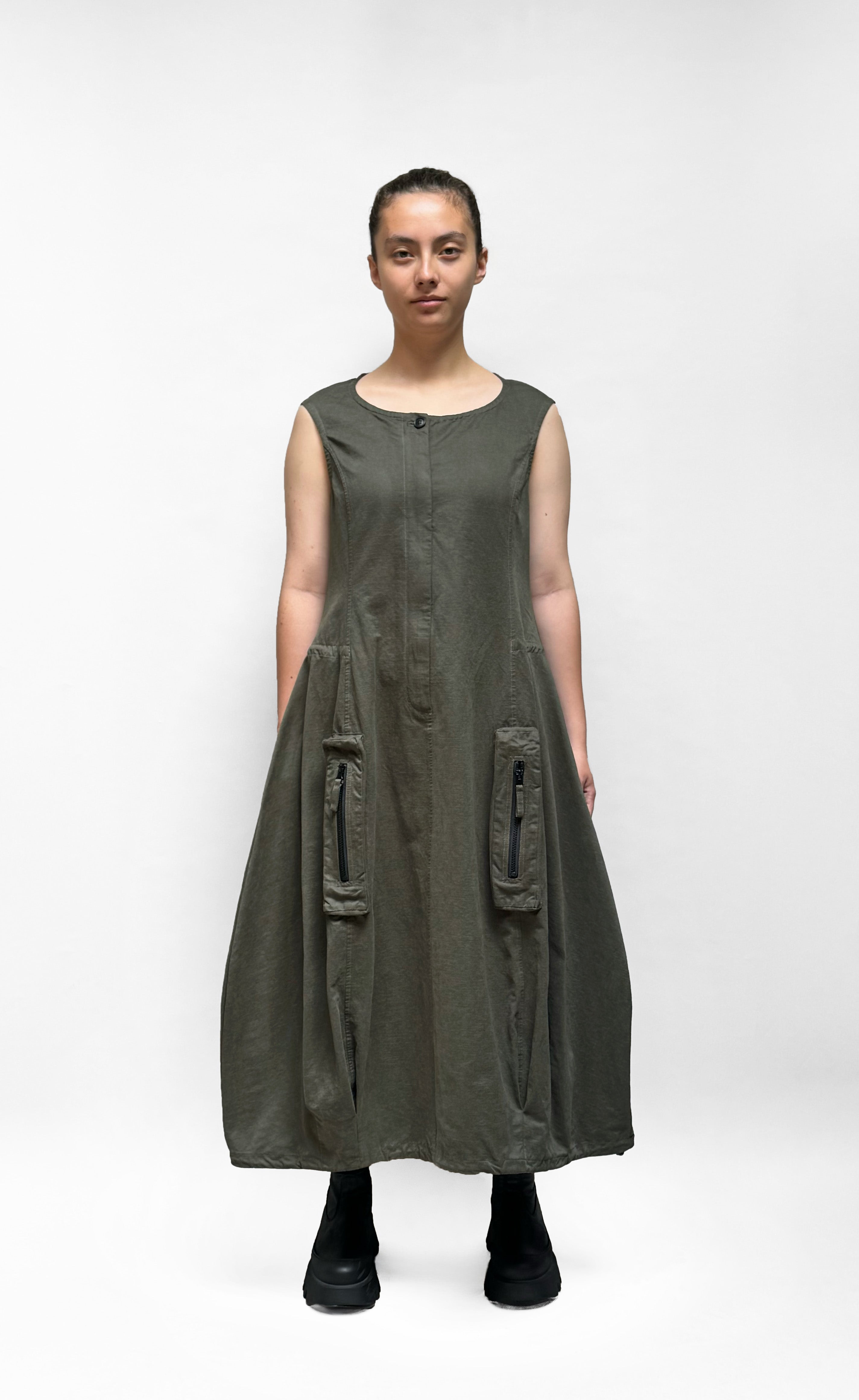 BLACK LABEL Sleeveless Zippered Dress in Jungle