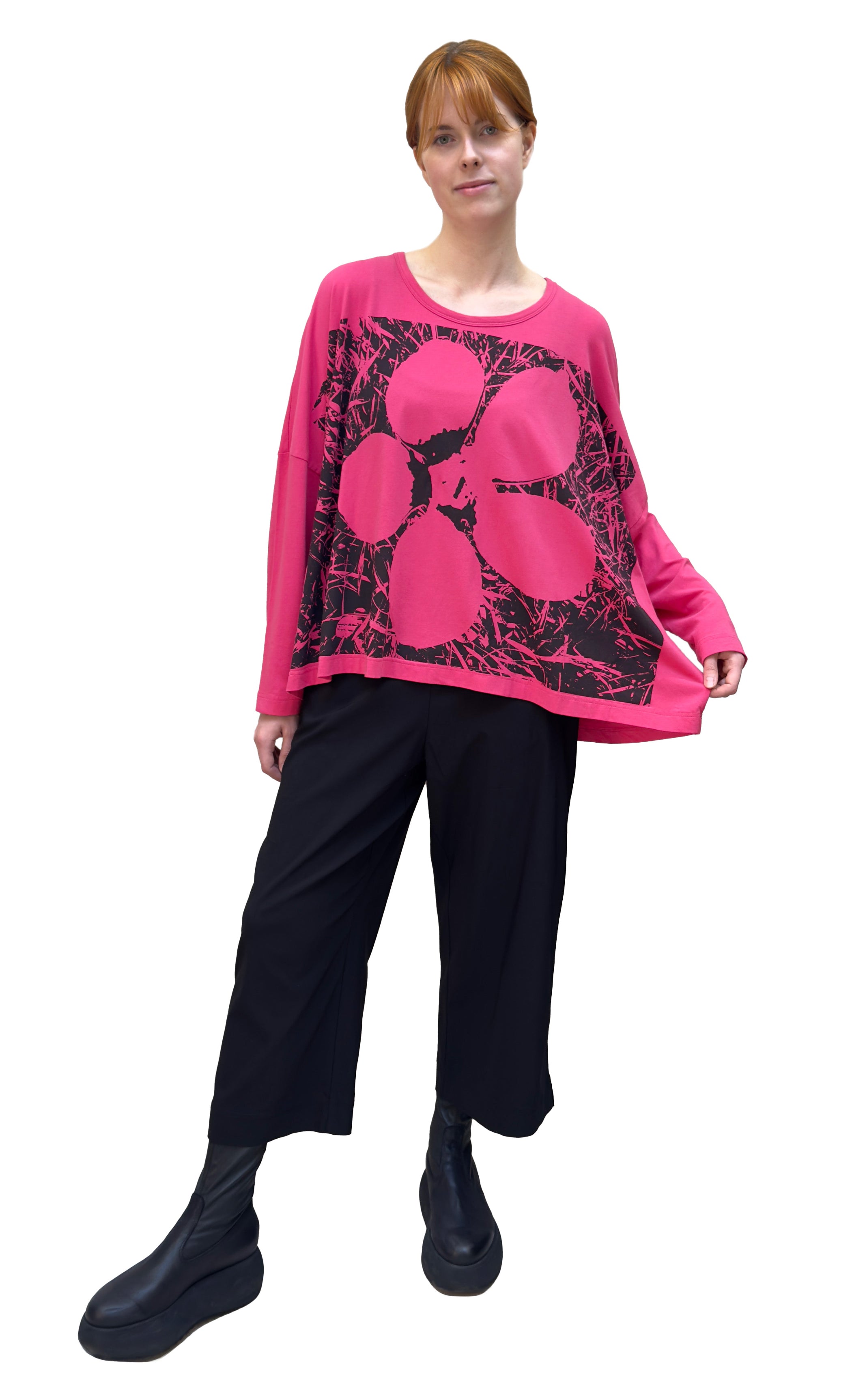 RUNDHOLZ BLACK LABEL Boxy Tee in Rose Print