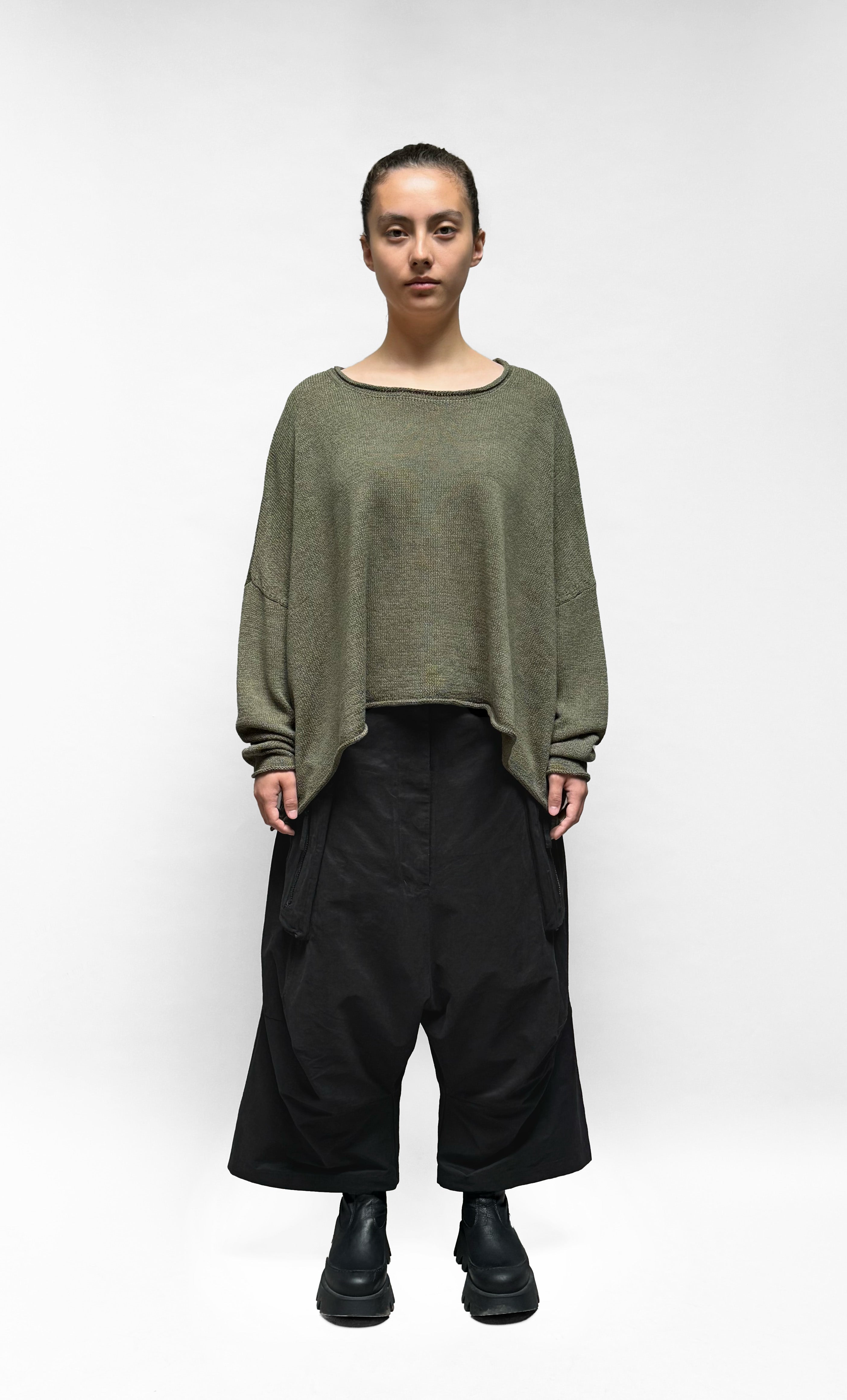 BLACK LABEL Boxy Knit Pullover in Camp