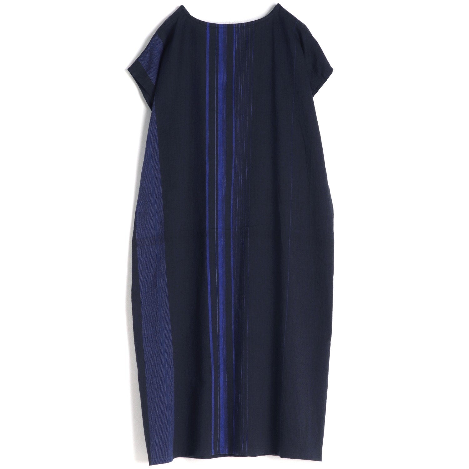 TAMAKI NIIME Shorter Length Cotton Cap Sleeve Round Neck Dress - Blue Thunder