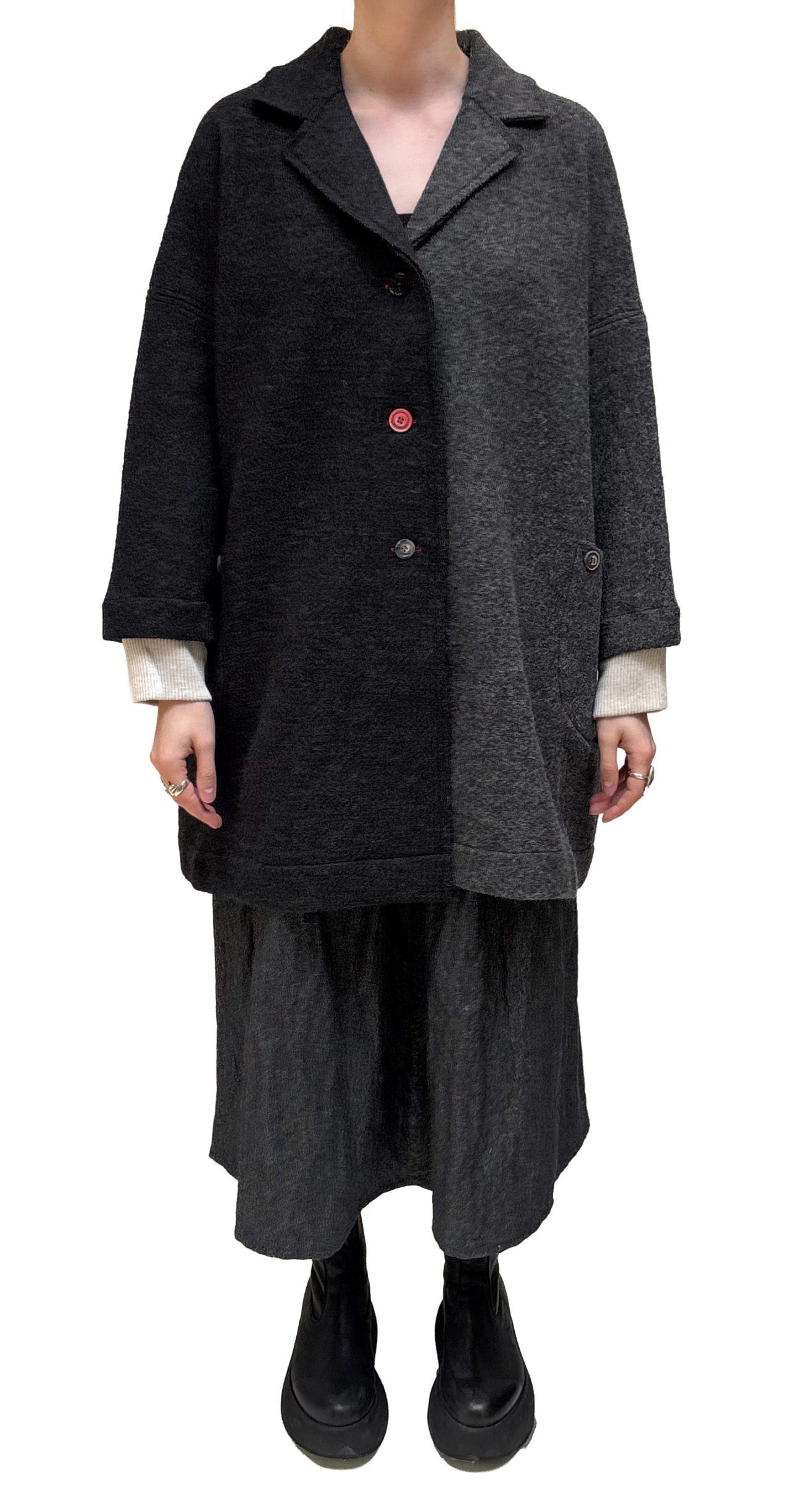 CHIARA COCOL - Multi Tone Wool Coat in Grey and Black