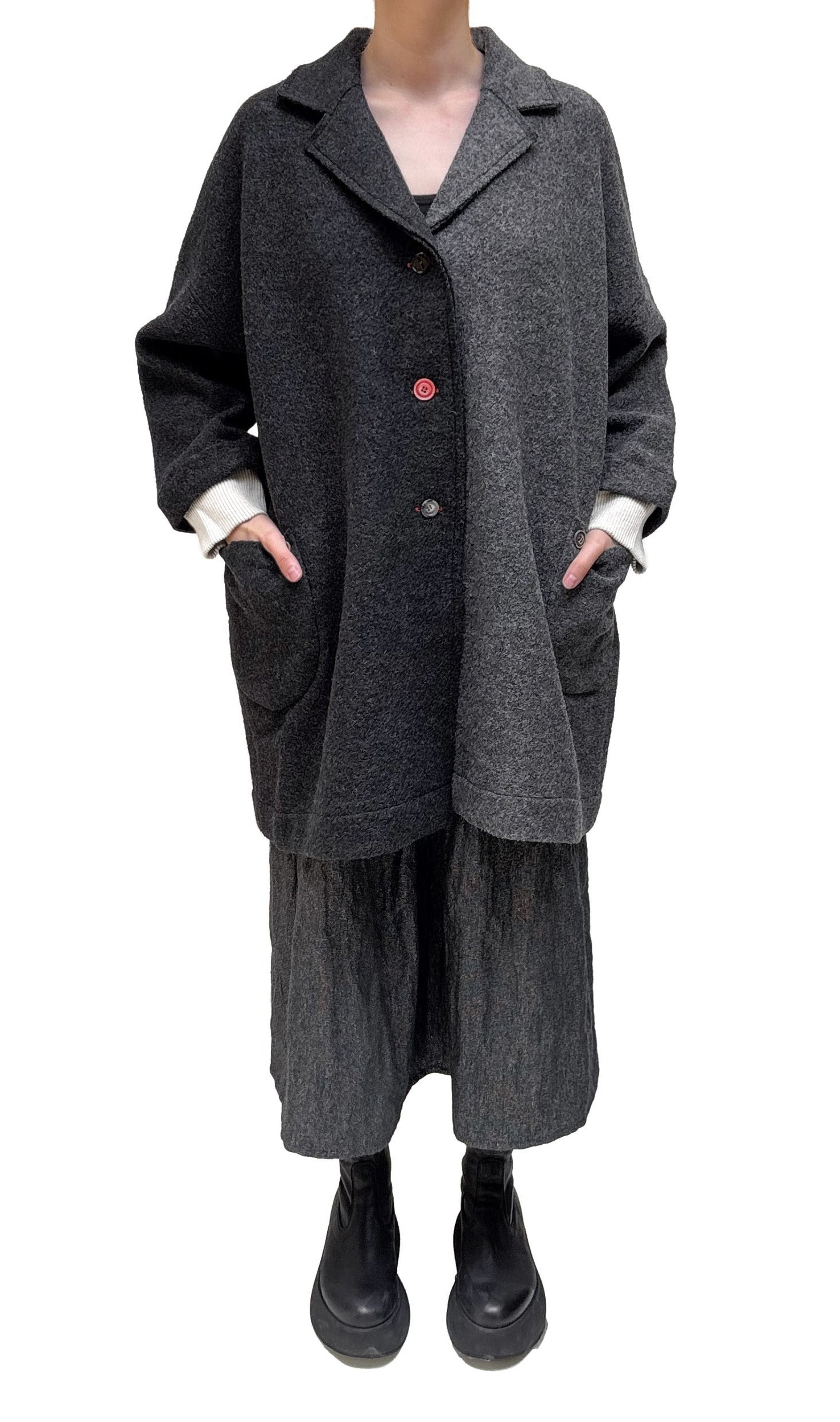 CHIARA COCOL - Multi Tone Wool Coat in Grey and Black