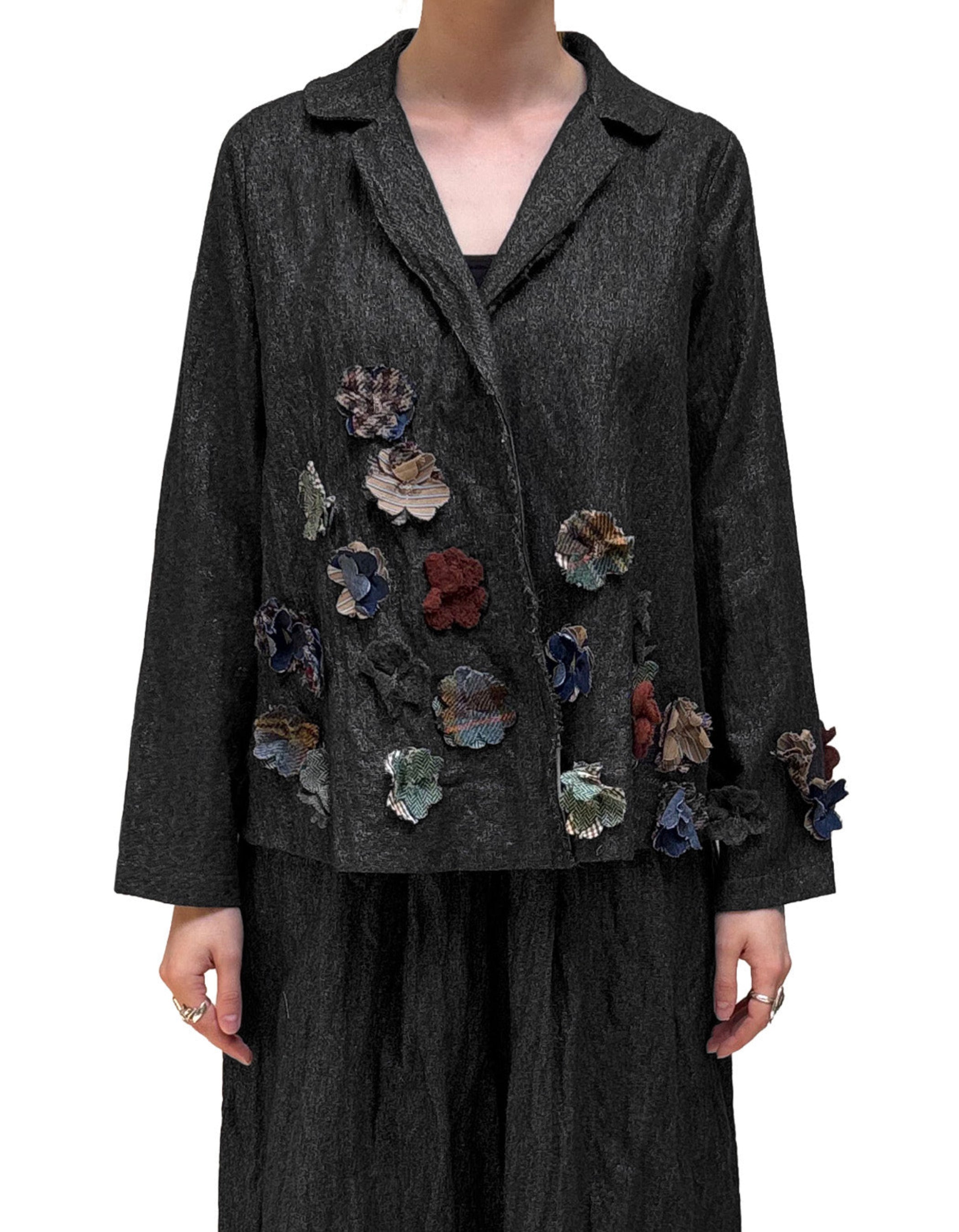 CHIARA COCOL- Floral Appliqué Jacket in Grey