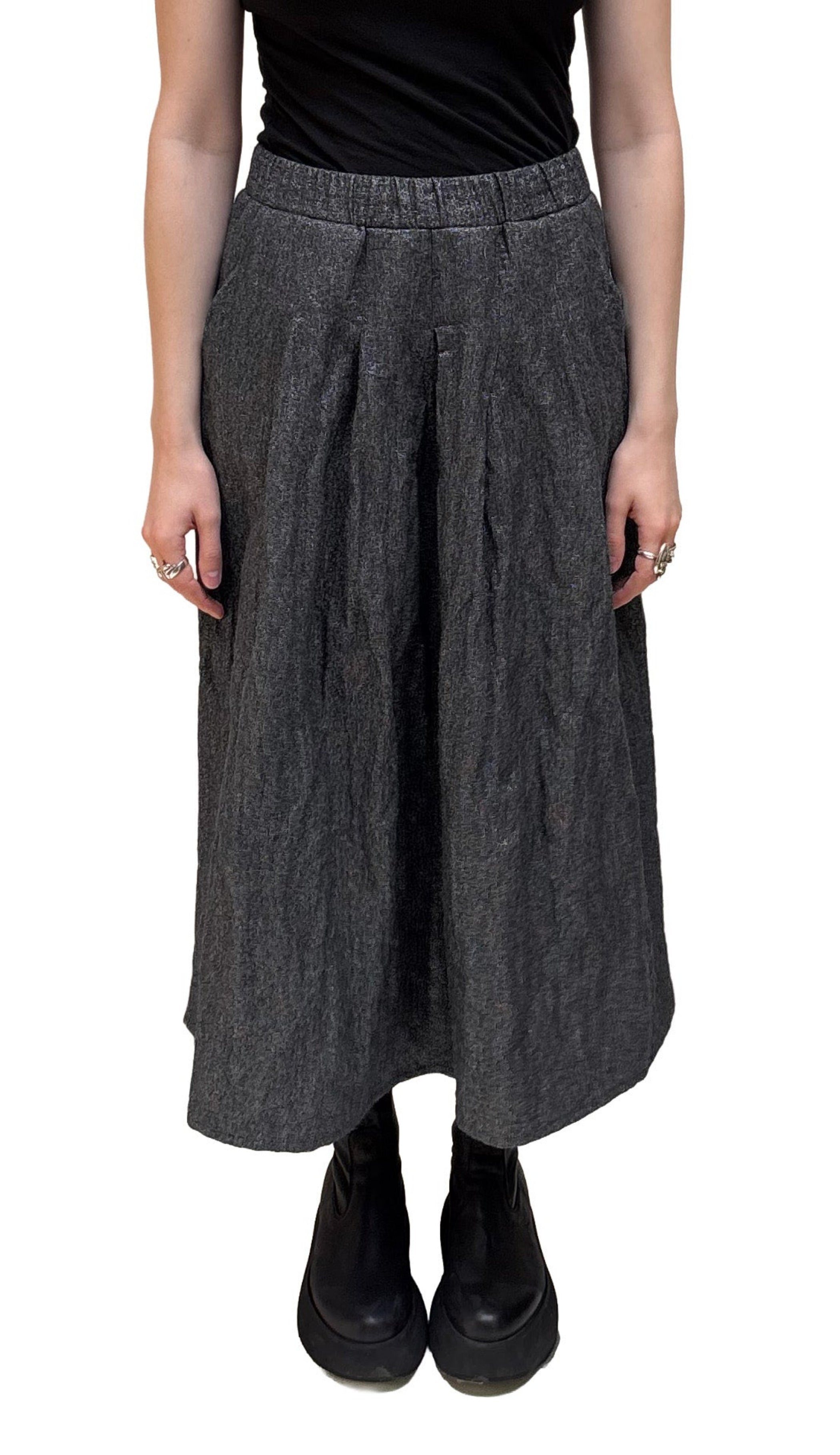 CHIARA COCOL - Taffetta Panel Midi Skirt in Grey