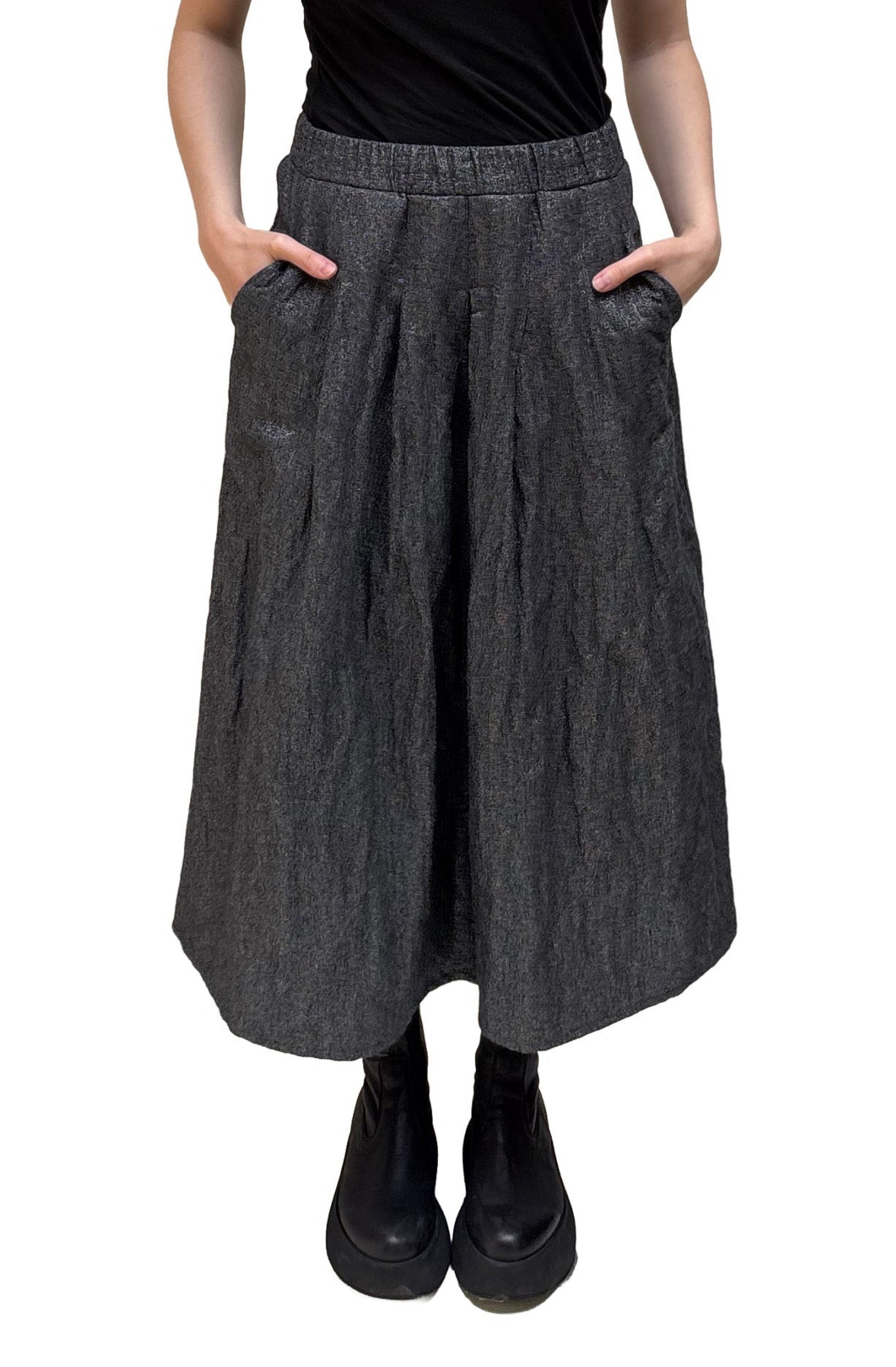 CHIARA COCOL - Taffetta Panel Midi Skirt in Grey