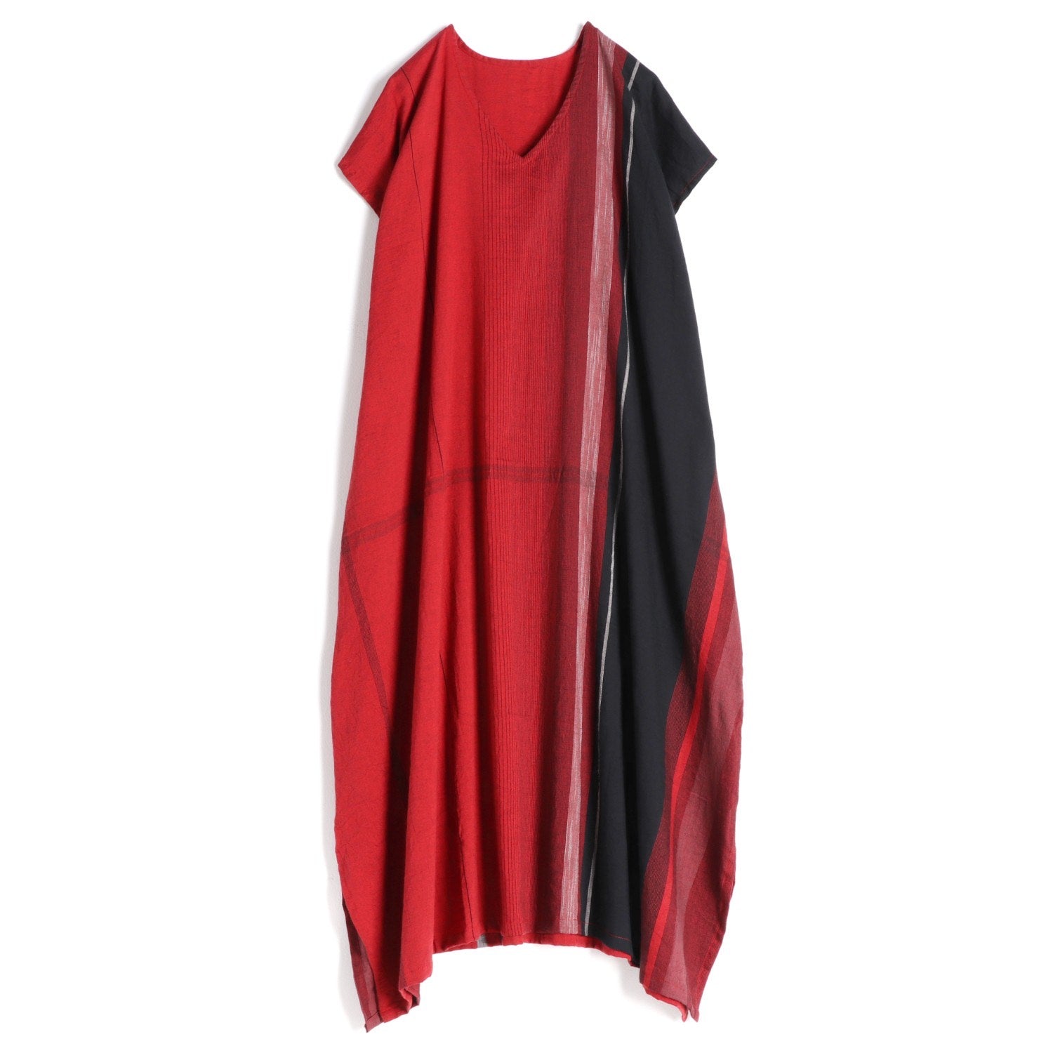 TAMAKI NIIME Cotton Cap Sleeve V-Neck Dress - Cardinal Wings