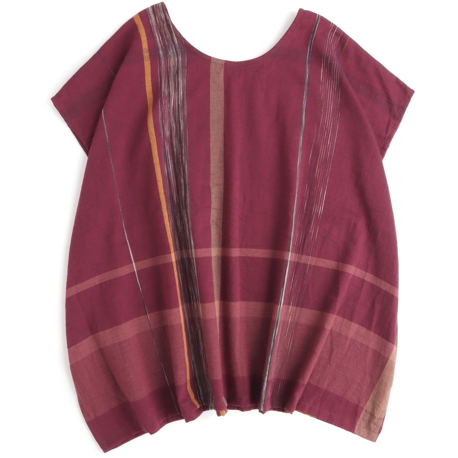 Tamaki Niime Striped Cap Sleeve Flared Top - Colourful Wonderland