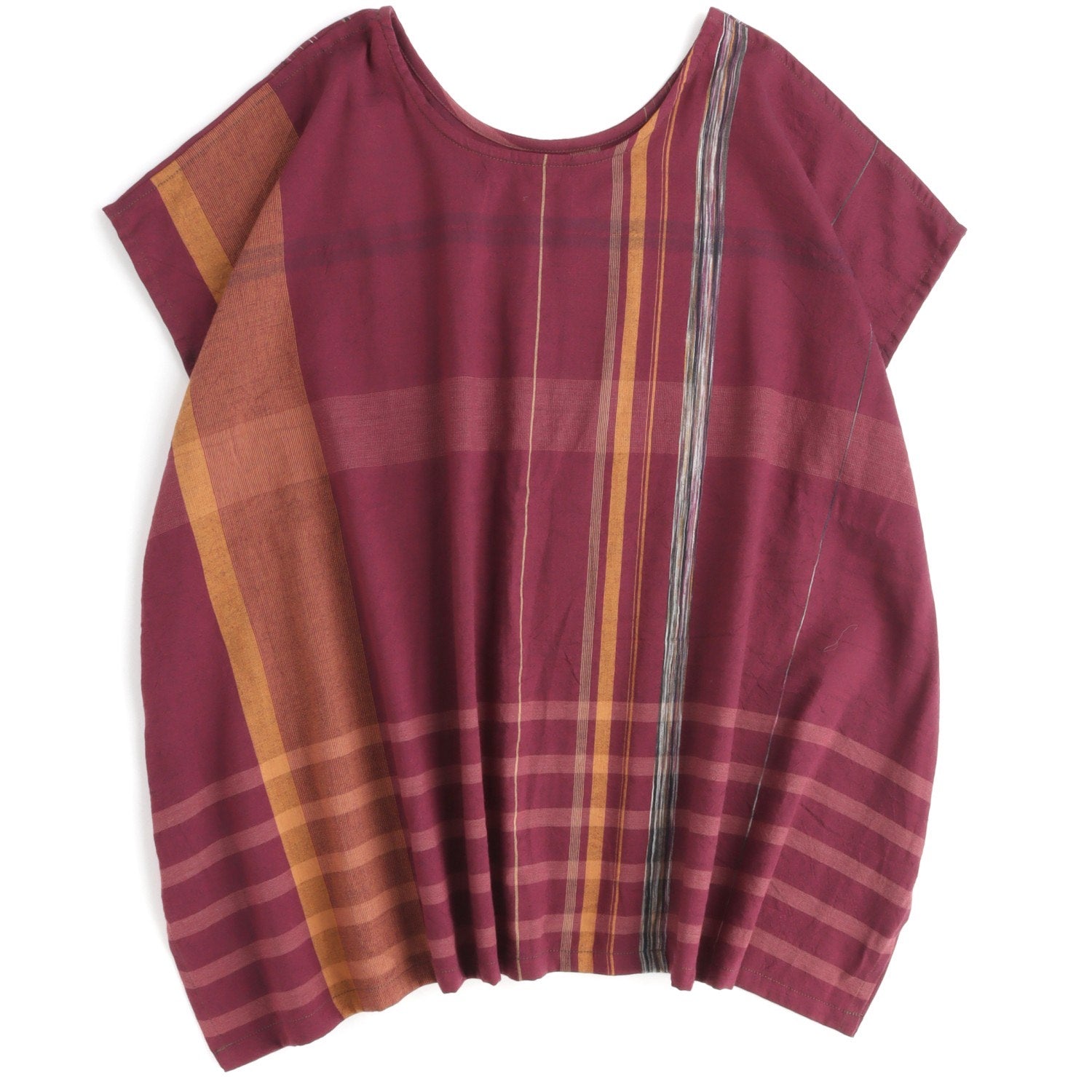 Tamaki Niime Striped Cap Sleeve Flared Top - Colourful Wonderland