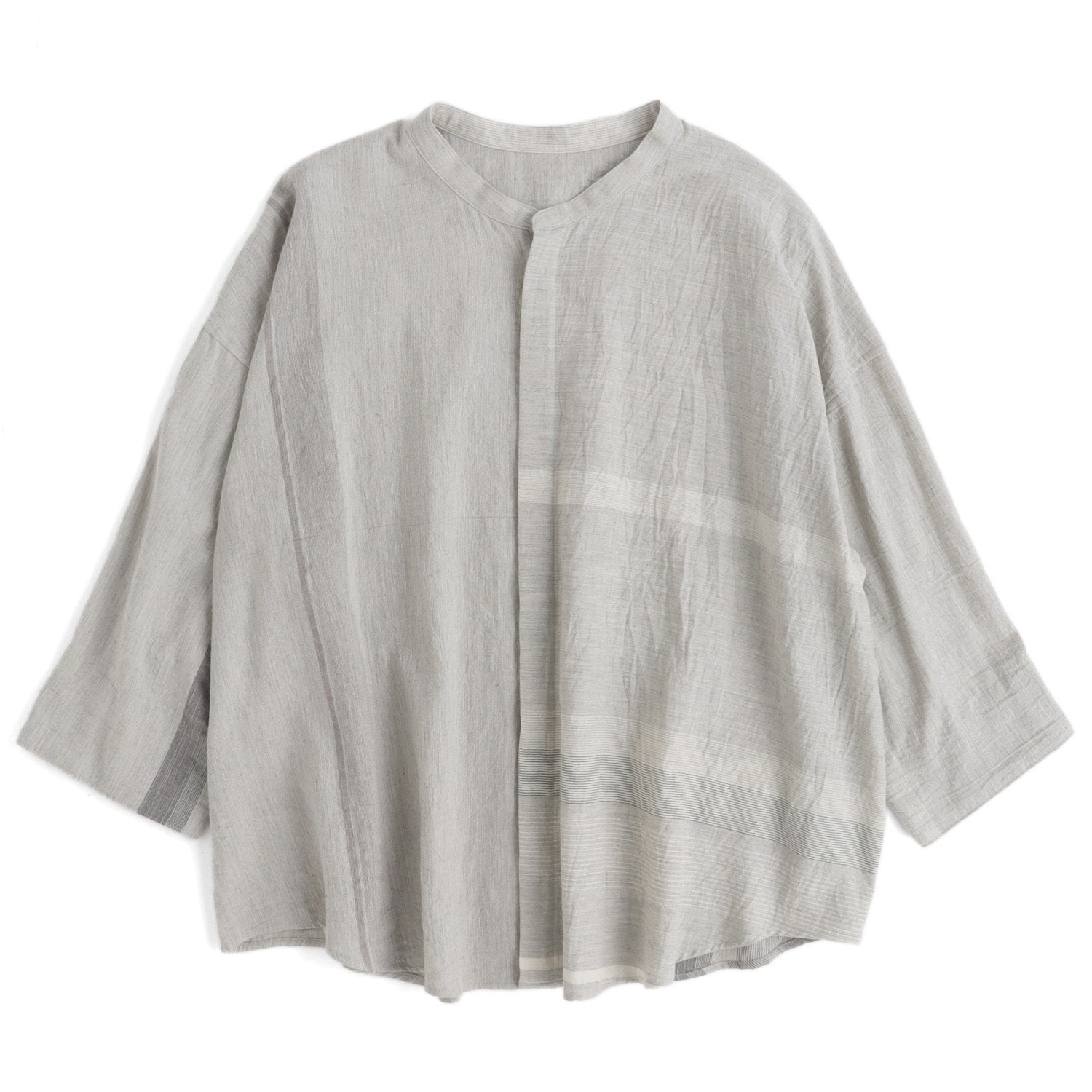 Tamaki Niime Mandarin Collared Shirt - Crisp Air