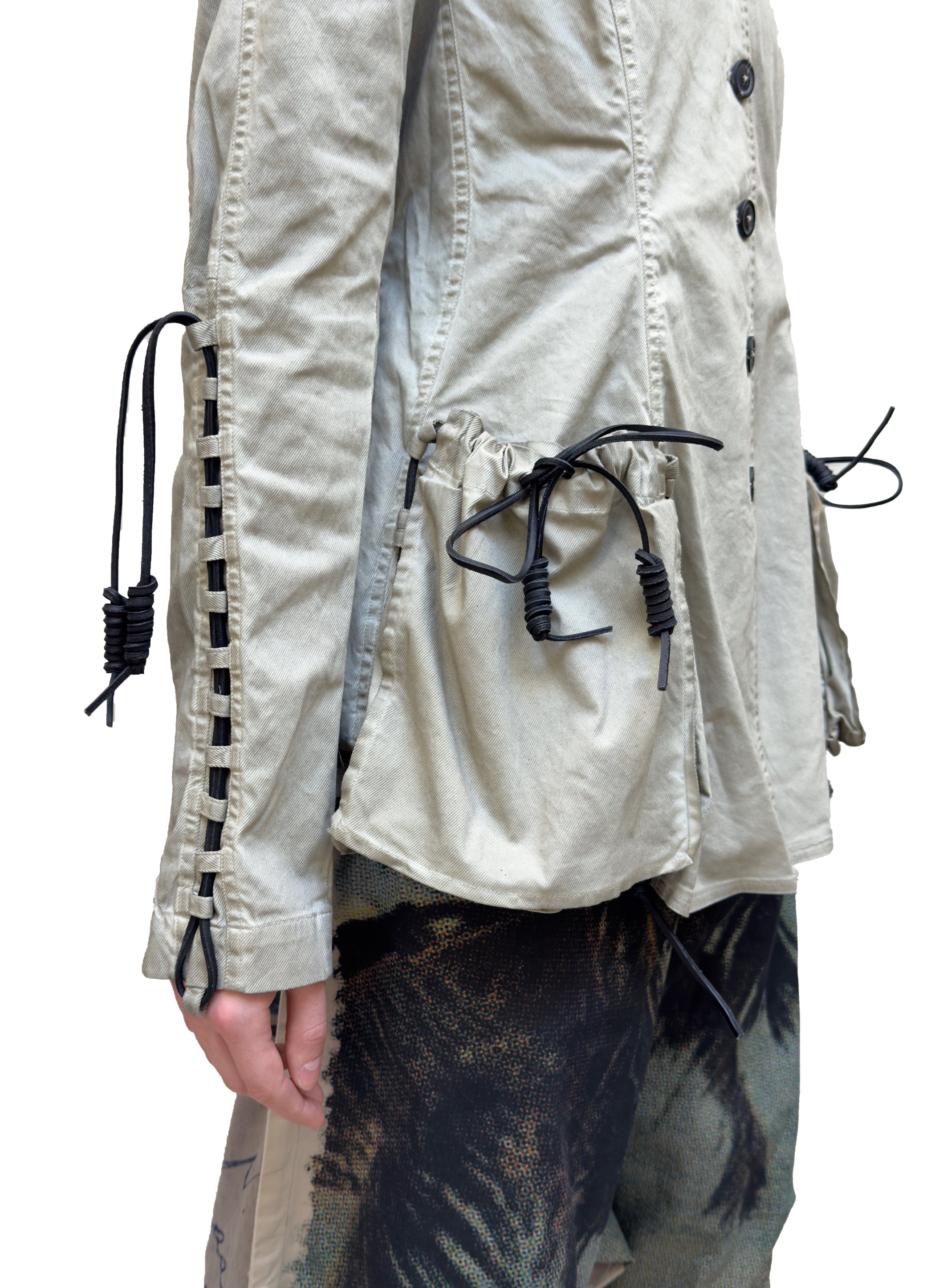 RUNDHOLZ DIP Lace Up Cargo Jacket in Sand Cloud