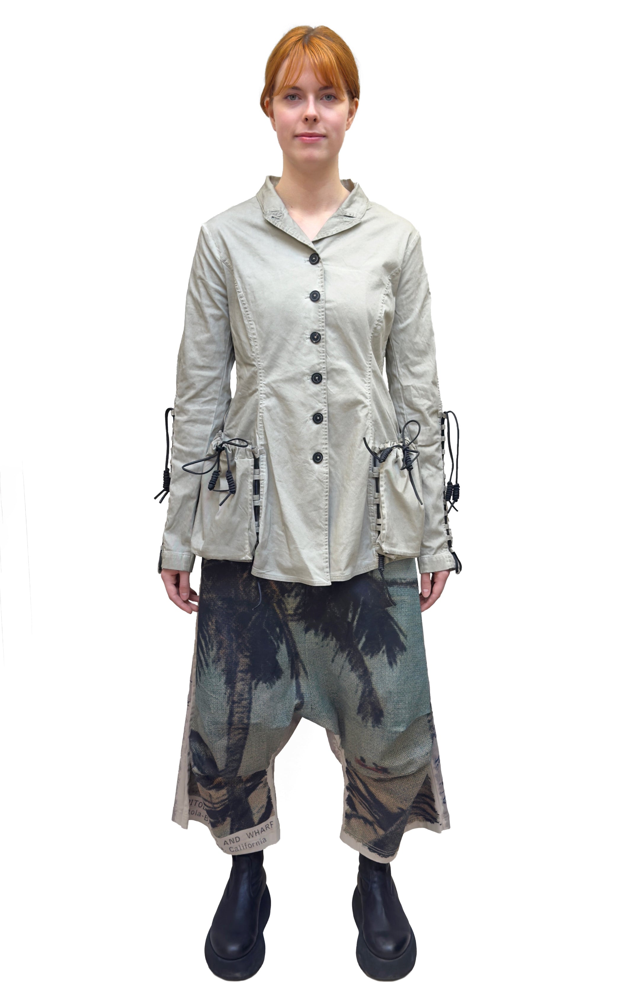 RUNDHOLZ DIP Lace Up Cargo Jacket in Sand Cloud