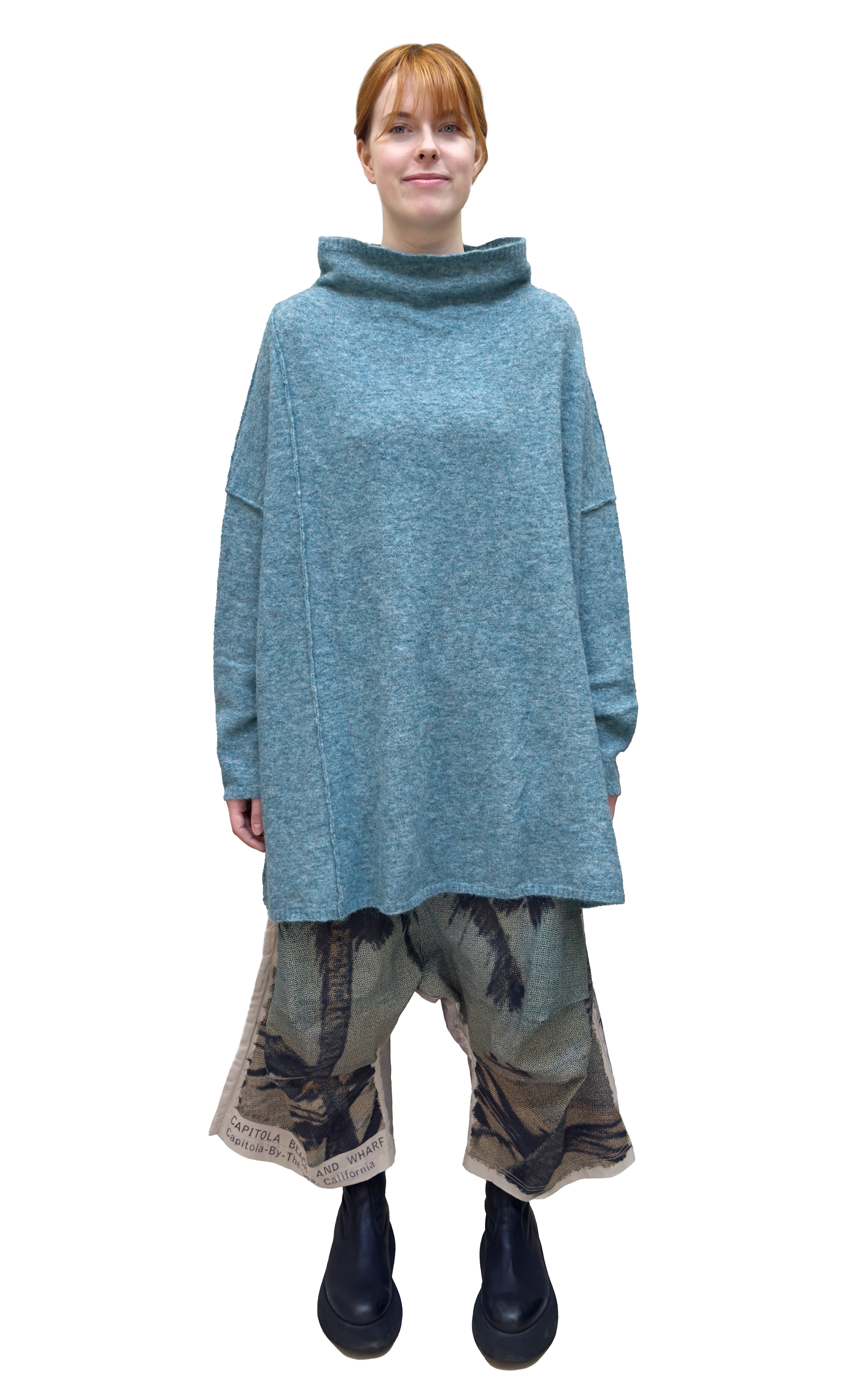 RUNDHOLZ DIP Long Knit Tunic in Lagoon Mel