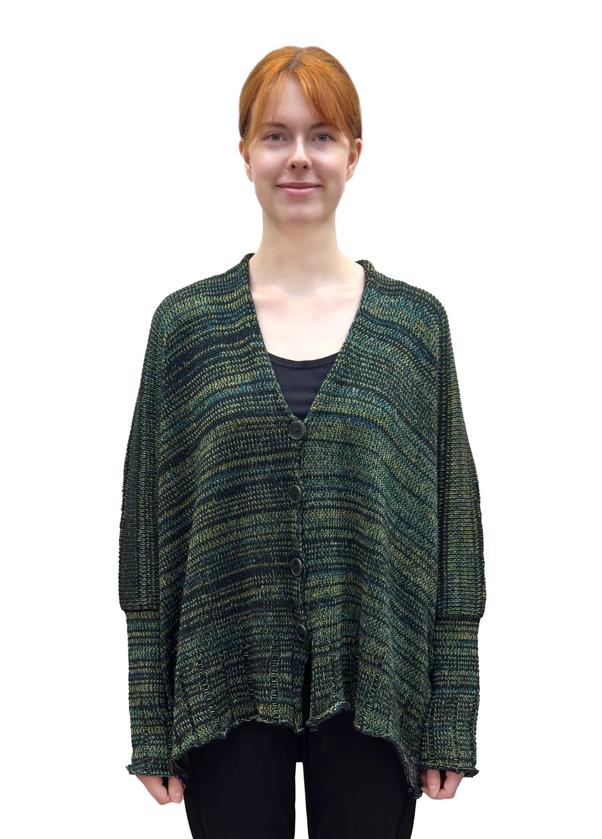 Paper Temples Relaxed V-Neck Cardigan in Cyber