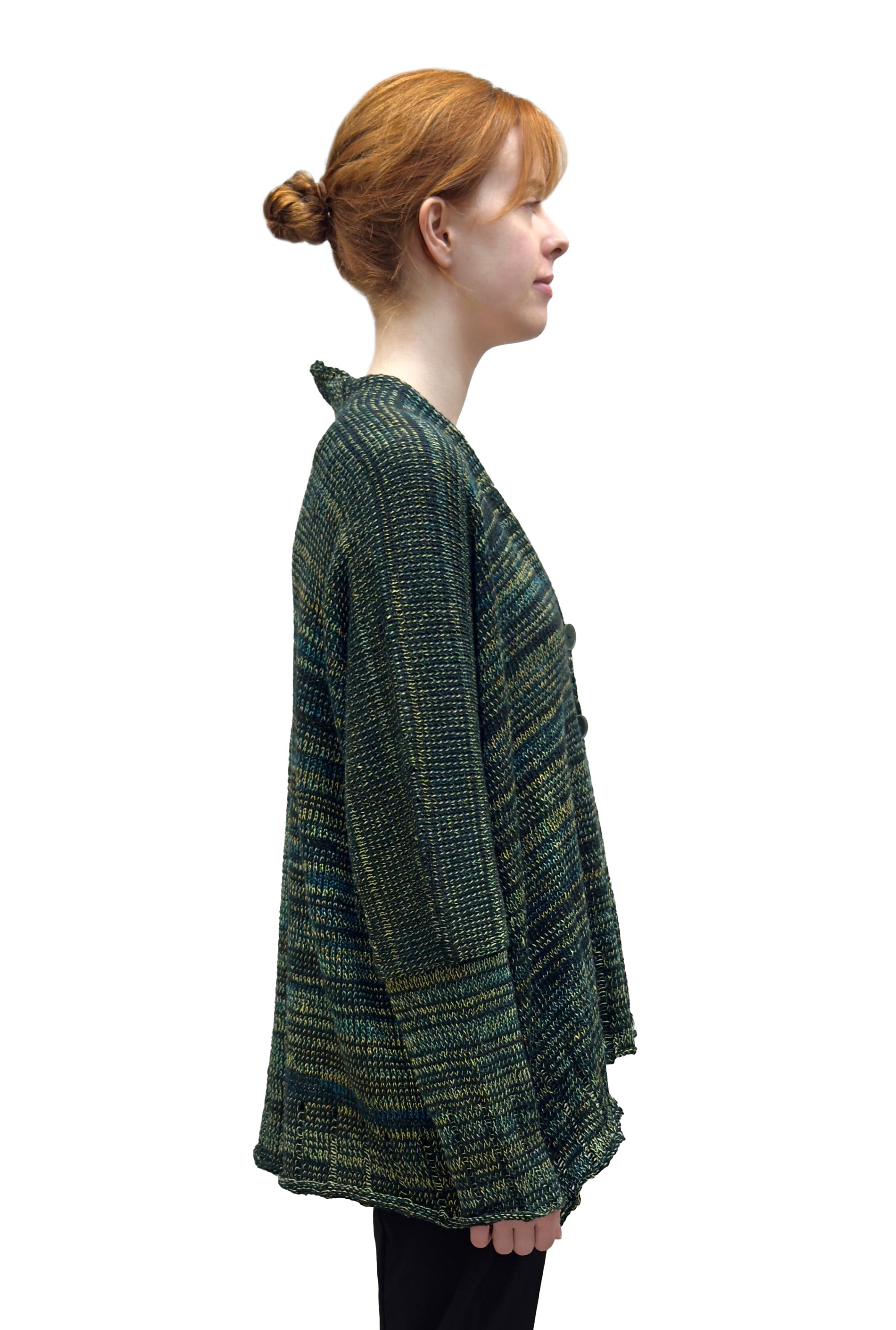 Paper Temples Relaxed V-Neck Cardigan in Cyber