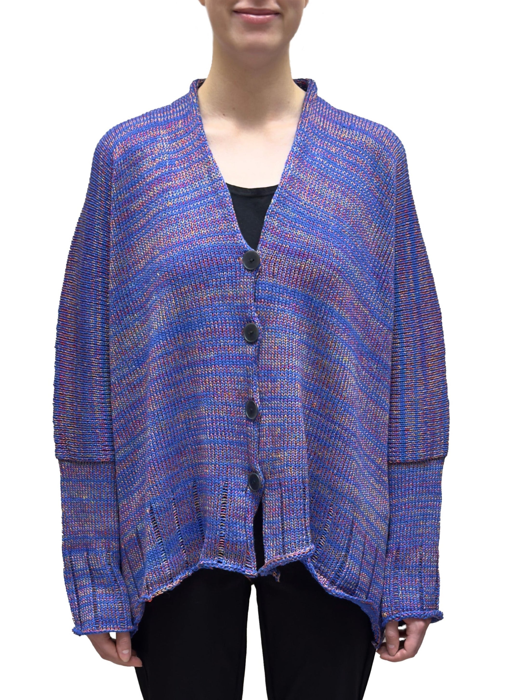 Paper Temples Relaxed V-Neck Cardigan in Lapis