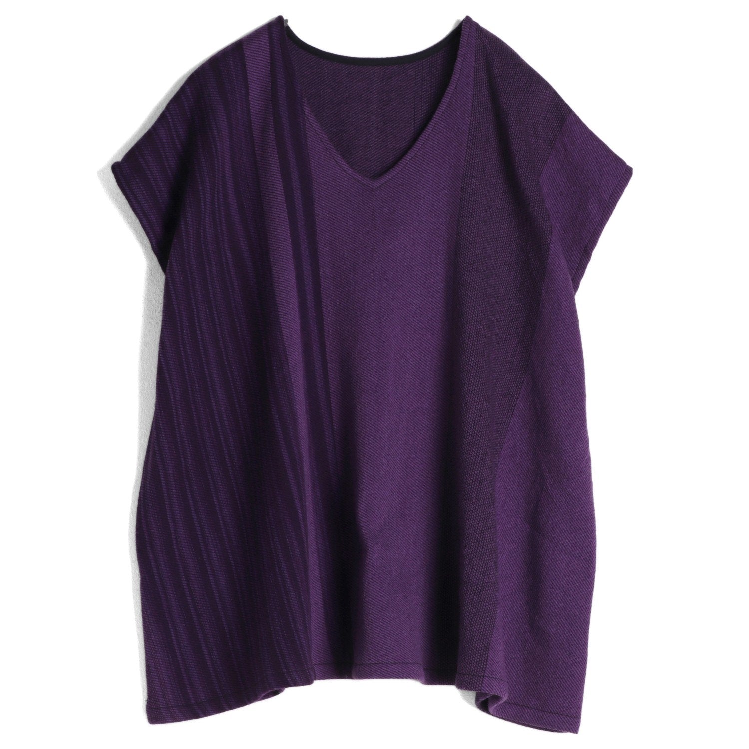 TAMAKI NIIME Woven Wool and Cotton V Neck Cap Sleeve Top -  Divine Purples