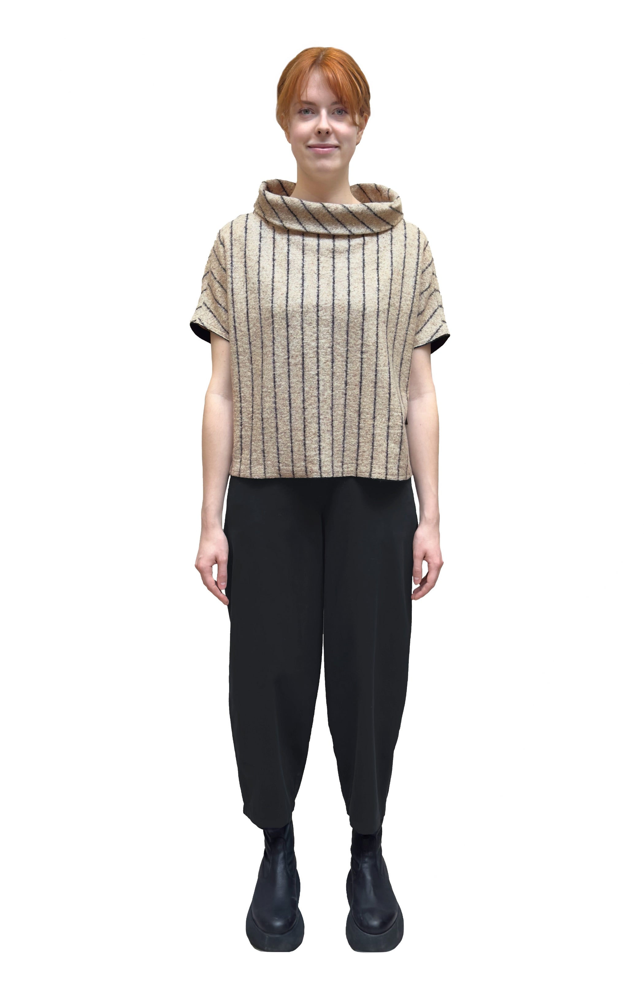 ELEMENTE CLEMENTE  Striped Wool Blend Topper in Oatmeal
