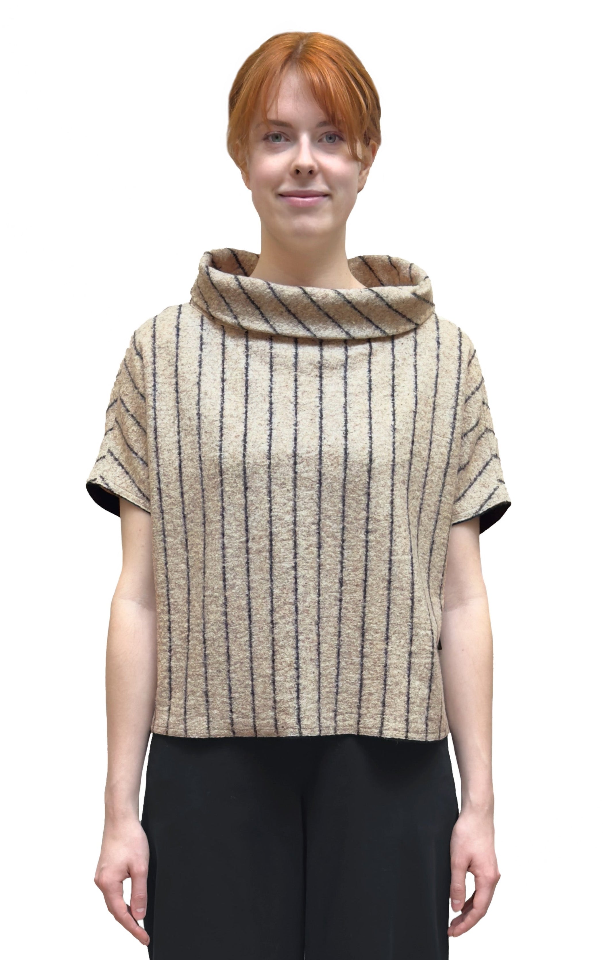 ELEMENTE CLEMENTE  Striped Wool Blend Topper in Oatmeal