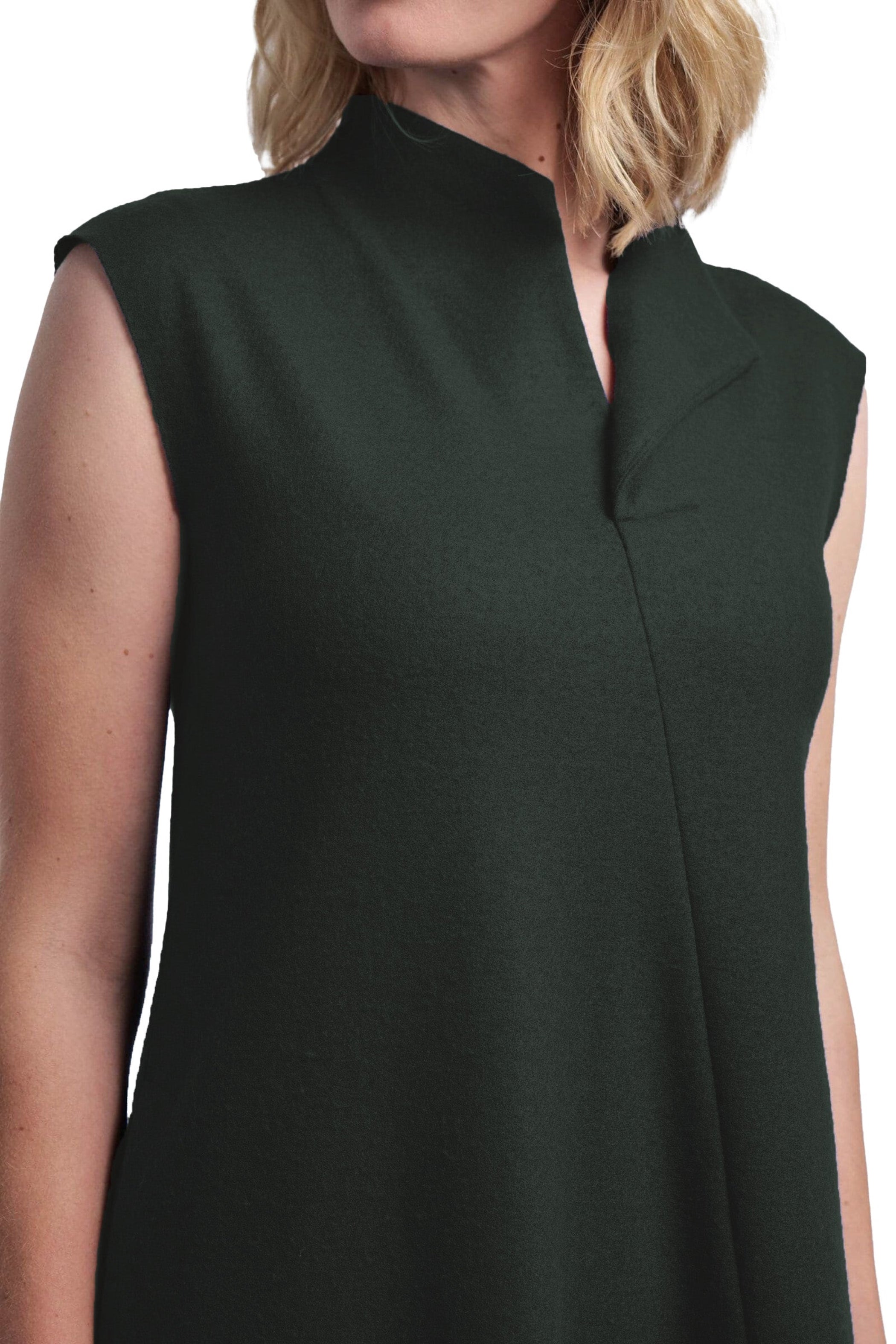 ELEMENTE CLEMENTE Boiled Wool A-Line Dress in Dark Emerald